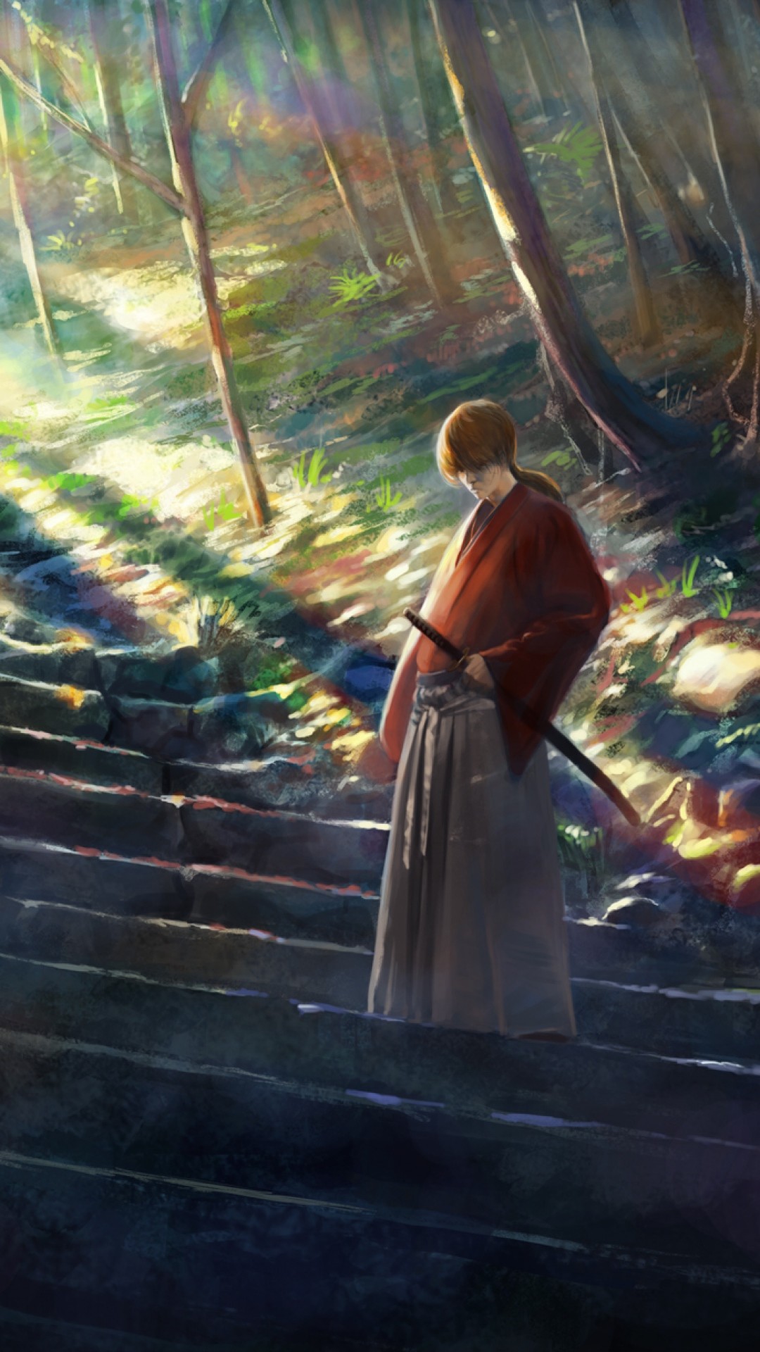 1080x1920  Wallpaper rurouni kenshin, himura kenshin, samurai, katana