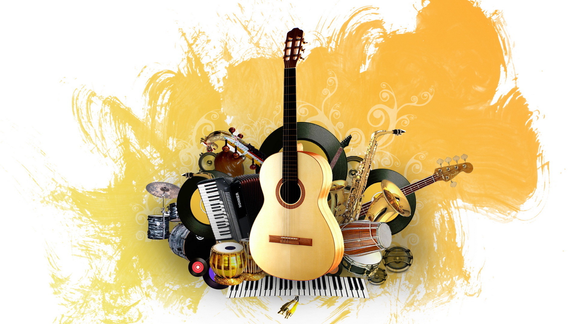 1920x1080 Photo Guitar Vector Graphics Musical Instruments 