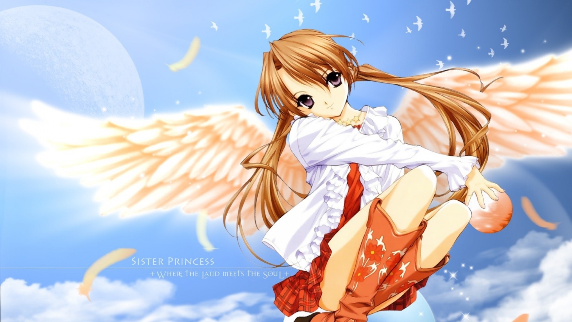 1920x1080  Wallpaper anime, girl, angel, wings