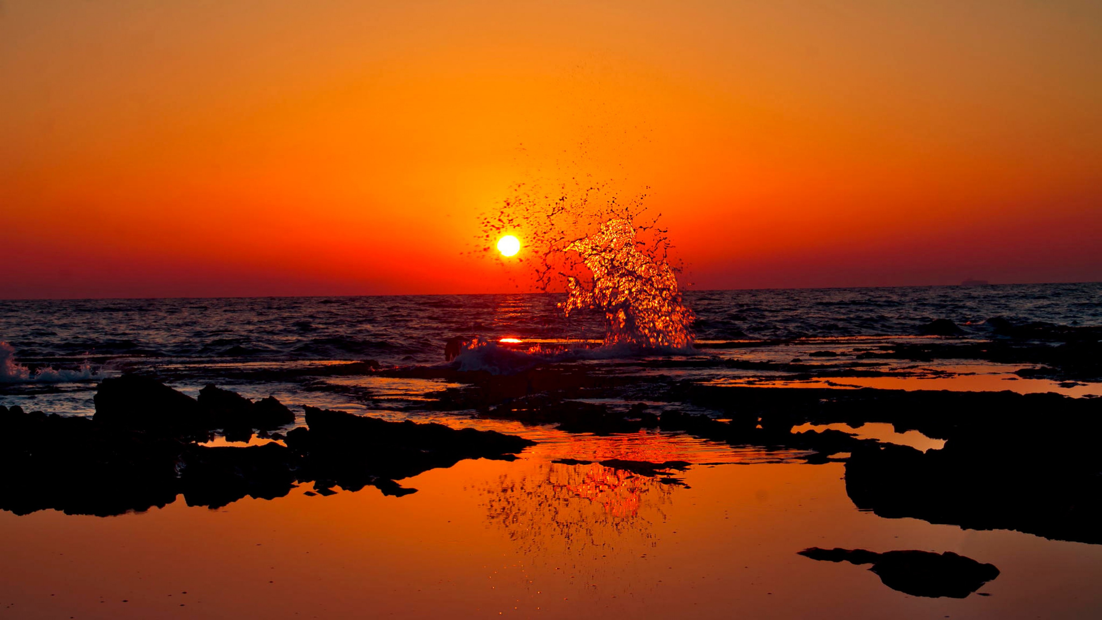 3840x2160  Wallpaper india, sunset, splash, beach, ocean