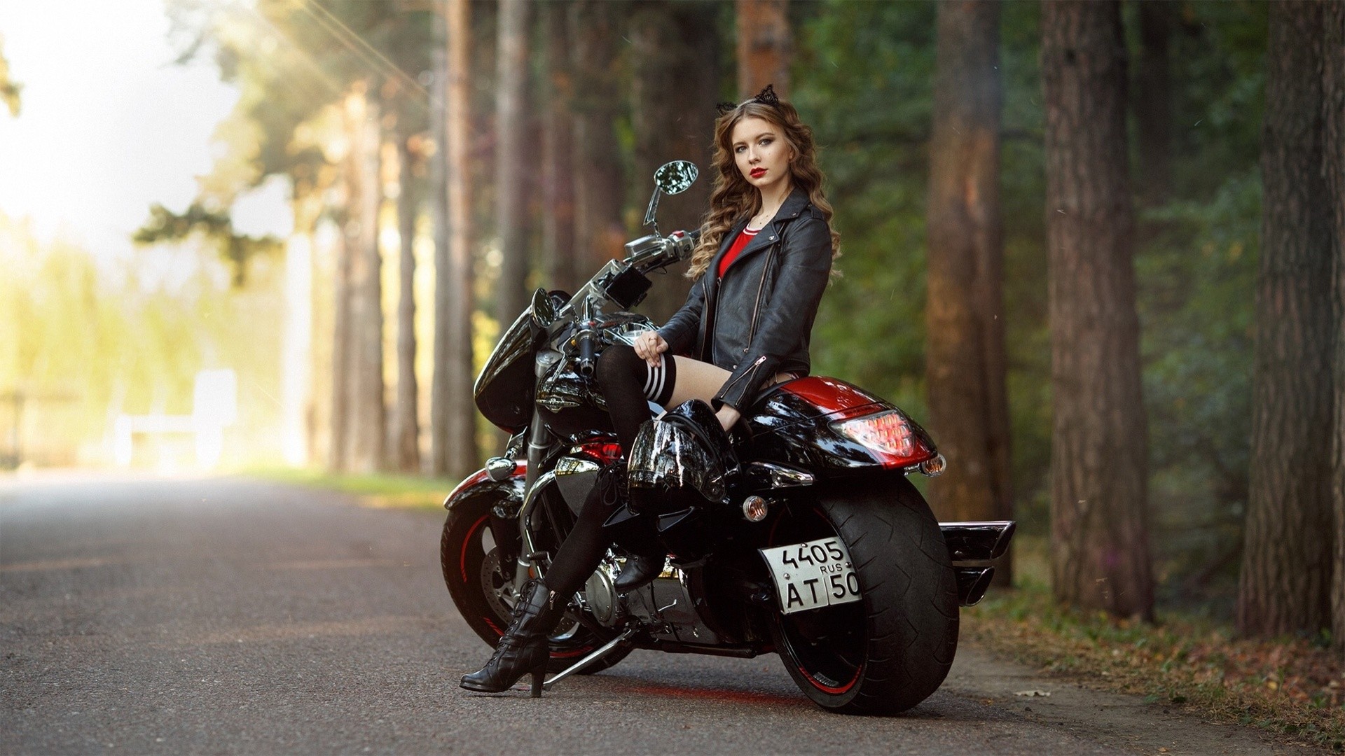 1920x1080 4K Girl On A Motorcycle Wallpaper HQ#1