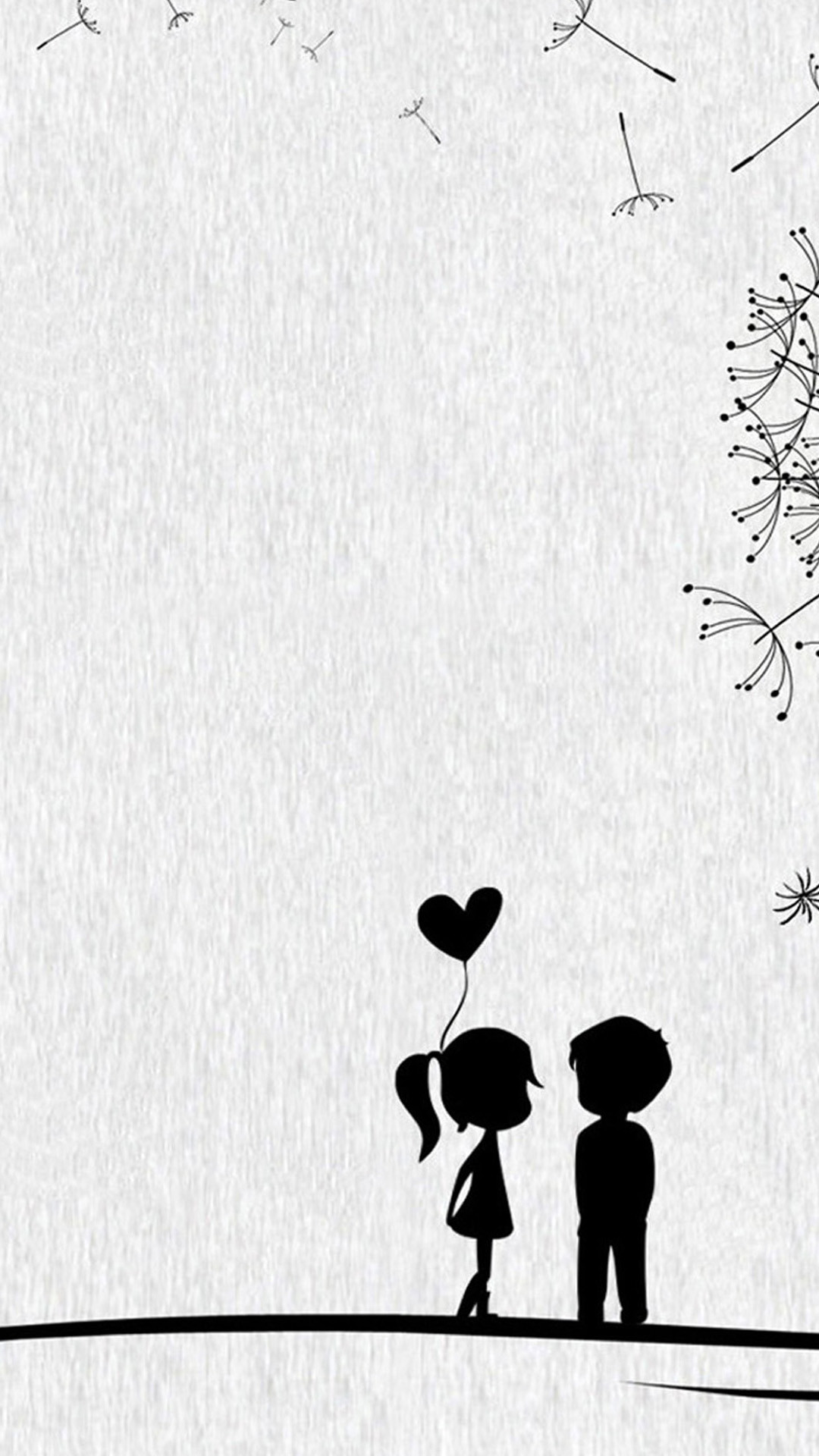 1080x1920 Cute couples (black and white illustrations)