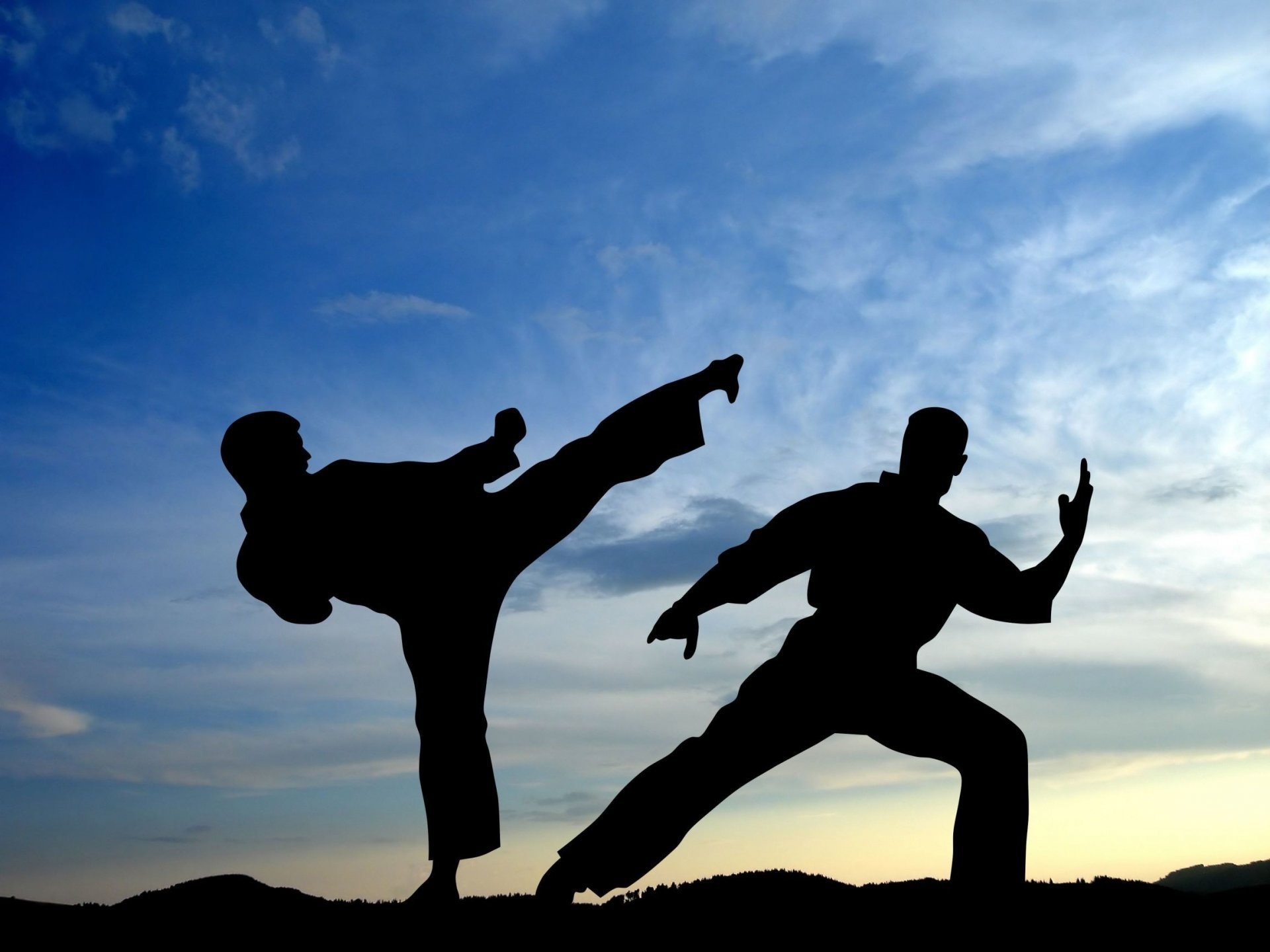 1920x1440 sports karate fight outright shadow silhouettes men strike martial arts  wallpaper sky