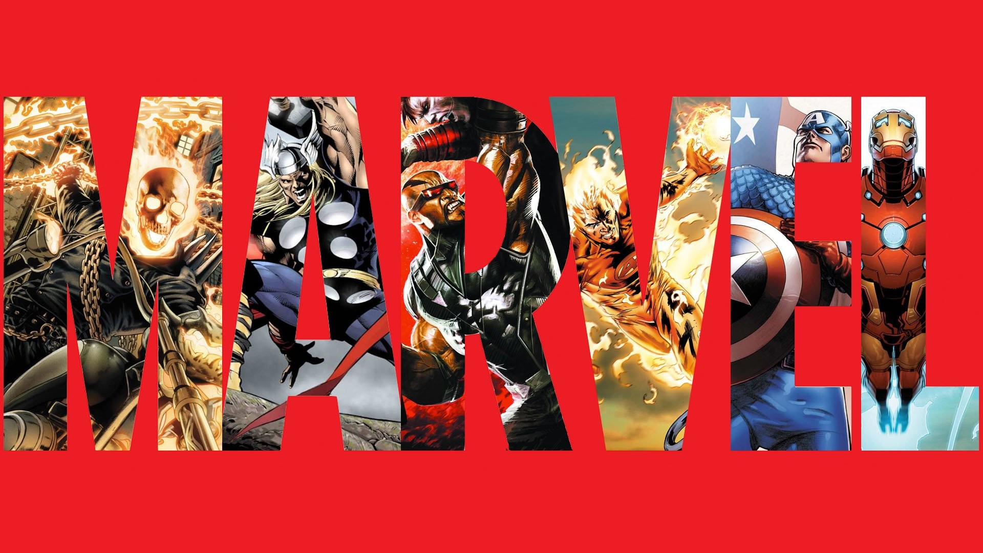 1920x1080 Comics - Marvel Comics Ghost Rider Thor Human Torch Captain America Iron  Man Wallpaper