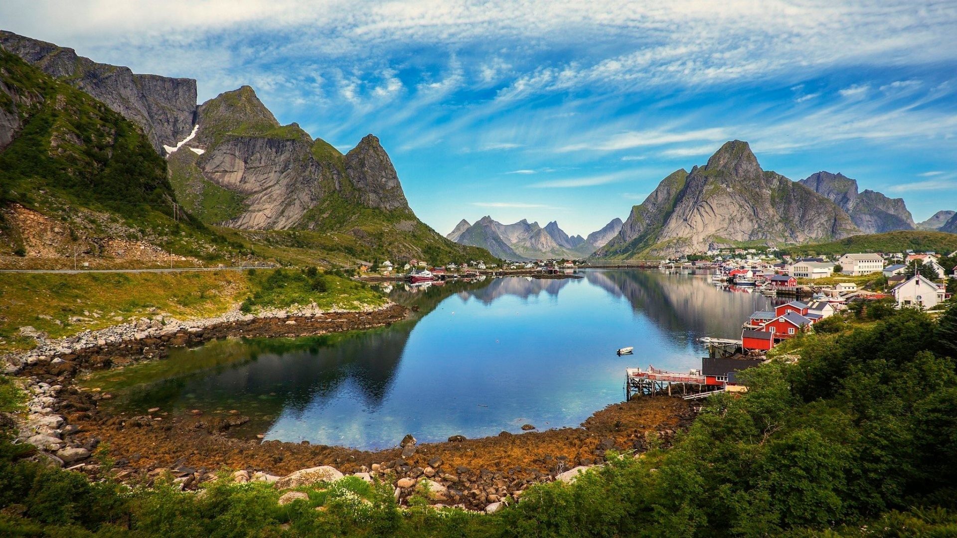 1920x1080 ... Nature Wallpapers Iphone 6. 2048x1152. Norway Tag - Shrubs Norway Water  Road Beautiful Summer Mountains Grass Town Fjord Clouds Dock Android