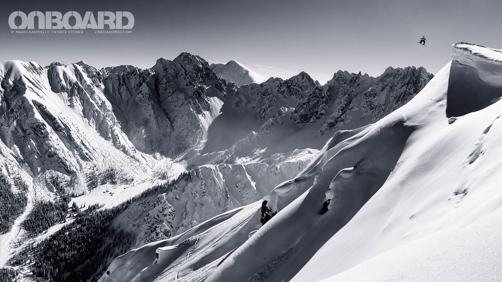 1920x1080 Black and White Snowboarding HD Wallpaper