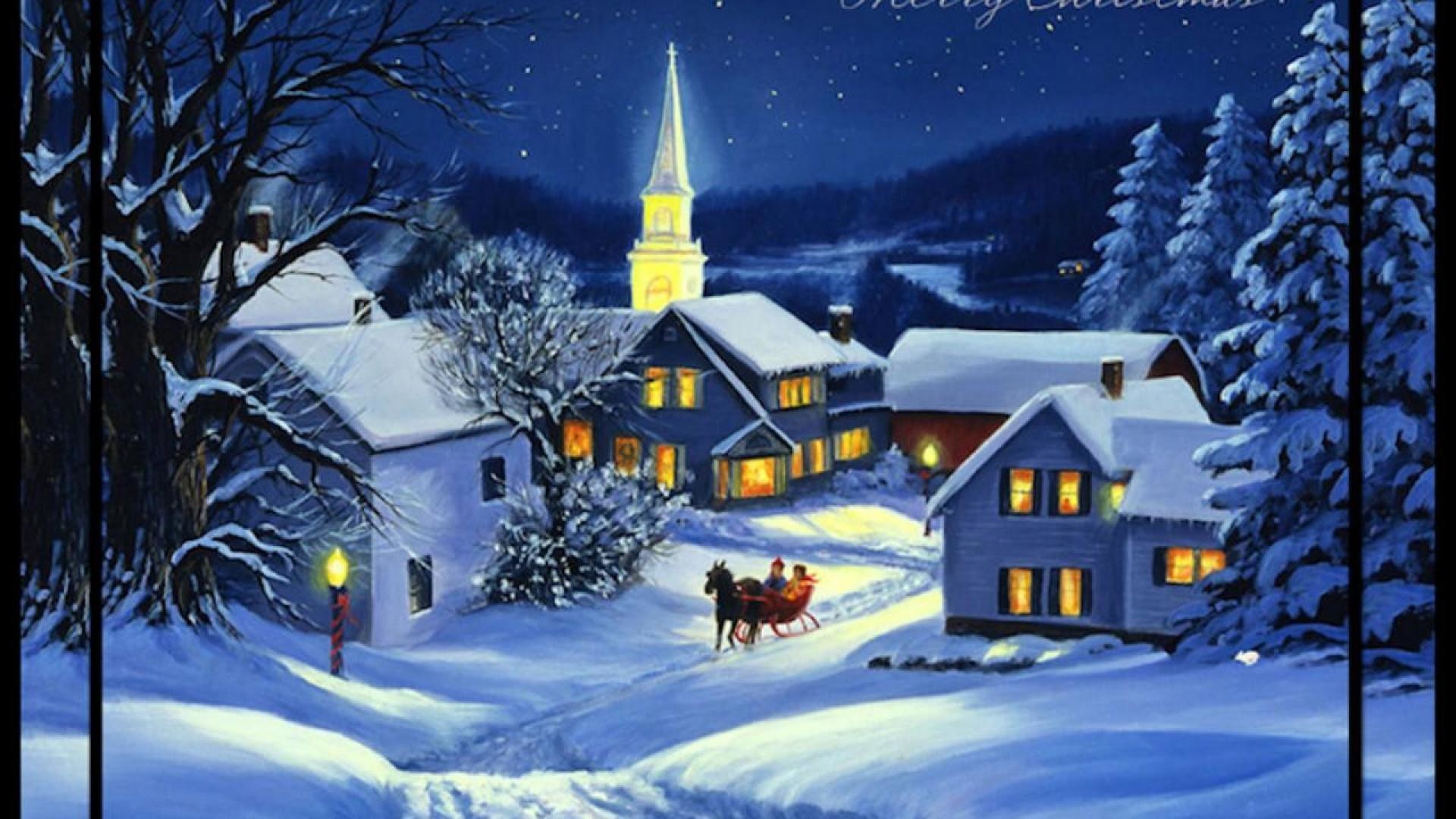 1920x1080 Photo Collection Village Christmas Night Wallpaper