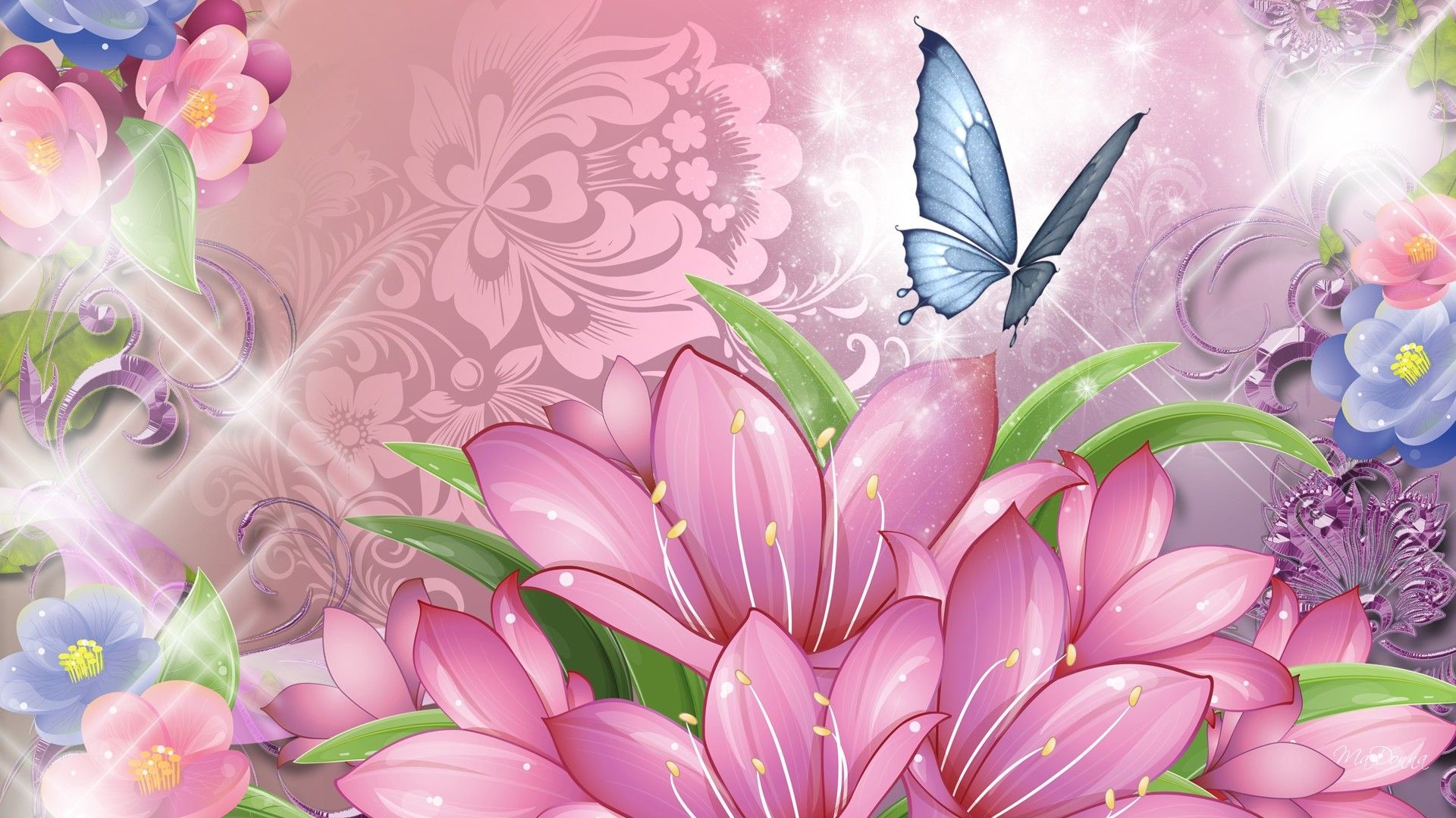 1920x1080 purple butterfly flowers wallpaper abstract - Google Search