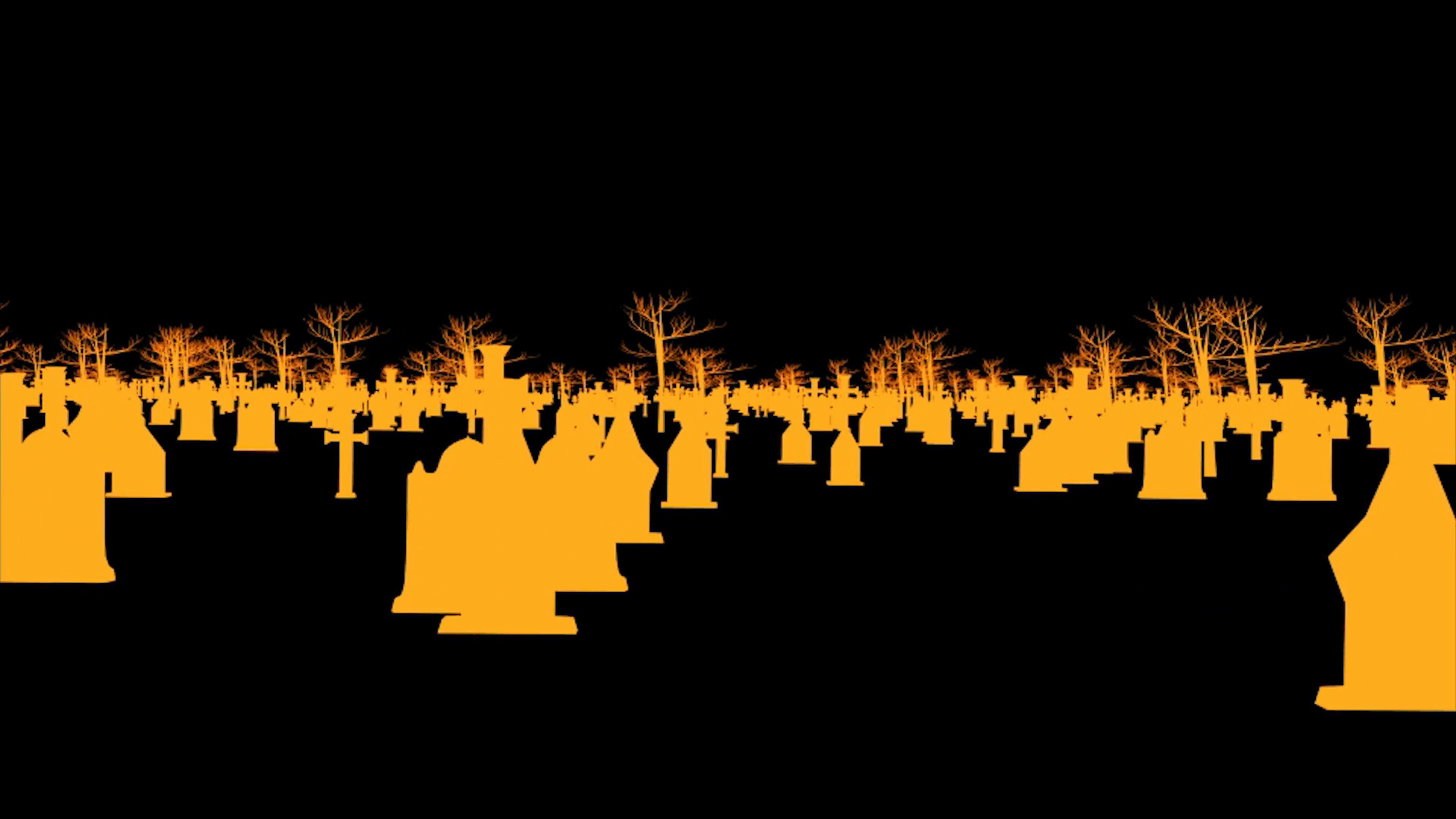 3840x2160 4K Abstract Halloween background with an assortment of gravestones and  spooky trees
