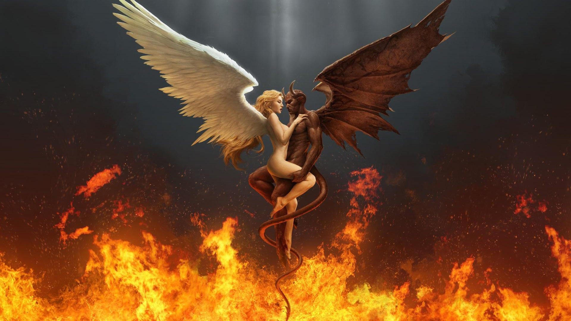 1920x1080 Digital Art HD Fire Demon Angel Wallpaper - WallpaperTube