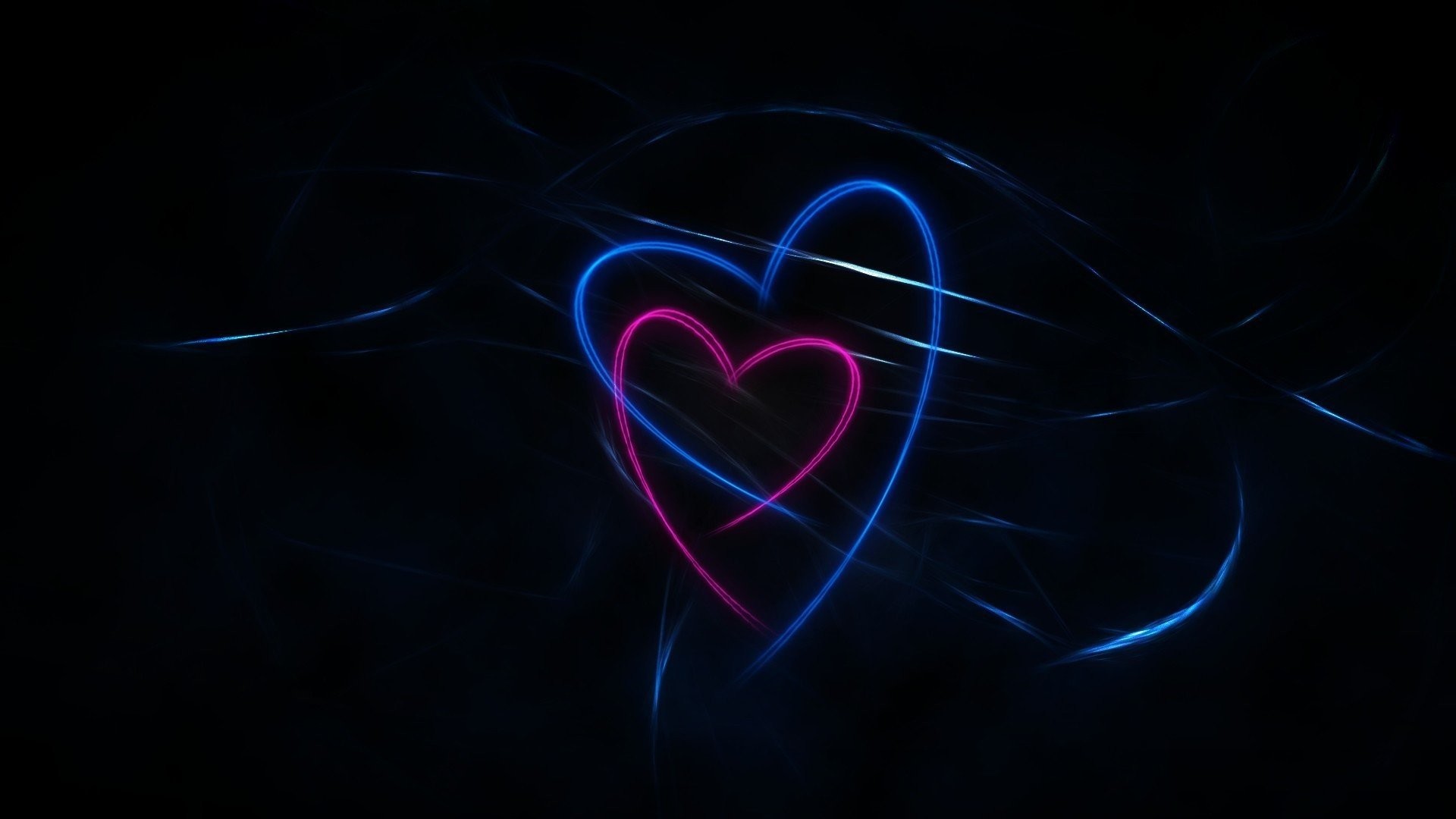 1920x1080 black dark hearts blue pink lines abstraction background