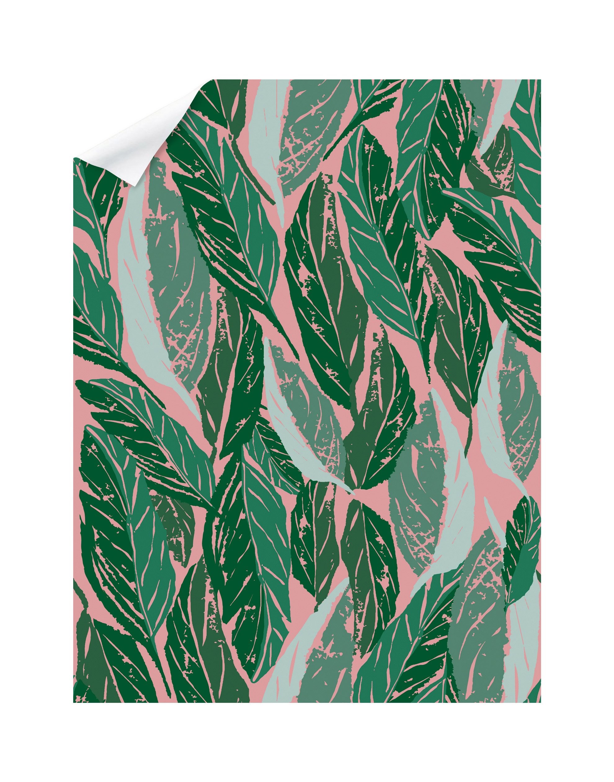 1980x2520 Nana Removable Wallpaper Tile with a banana leaf pattern in pink and green  | Hygge &