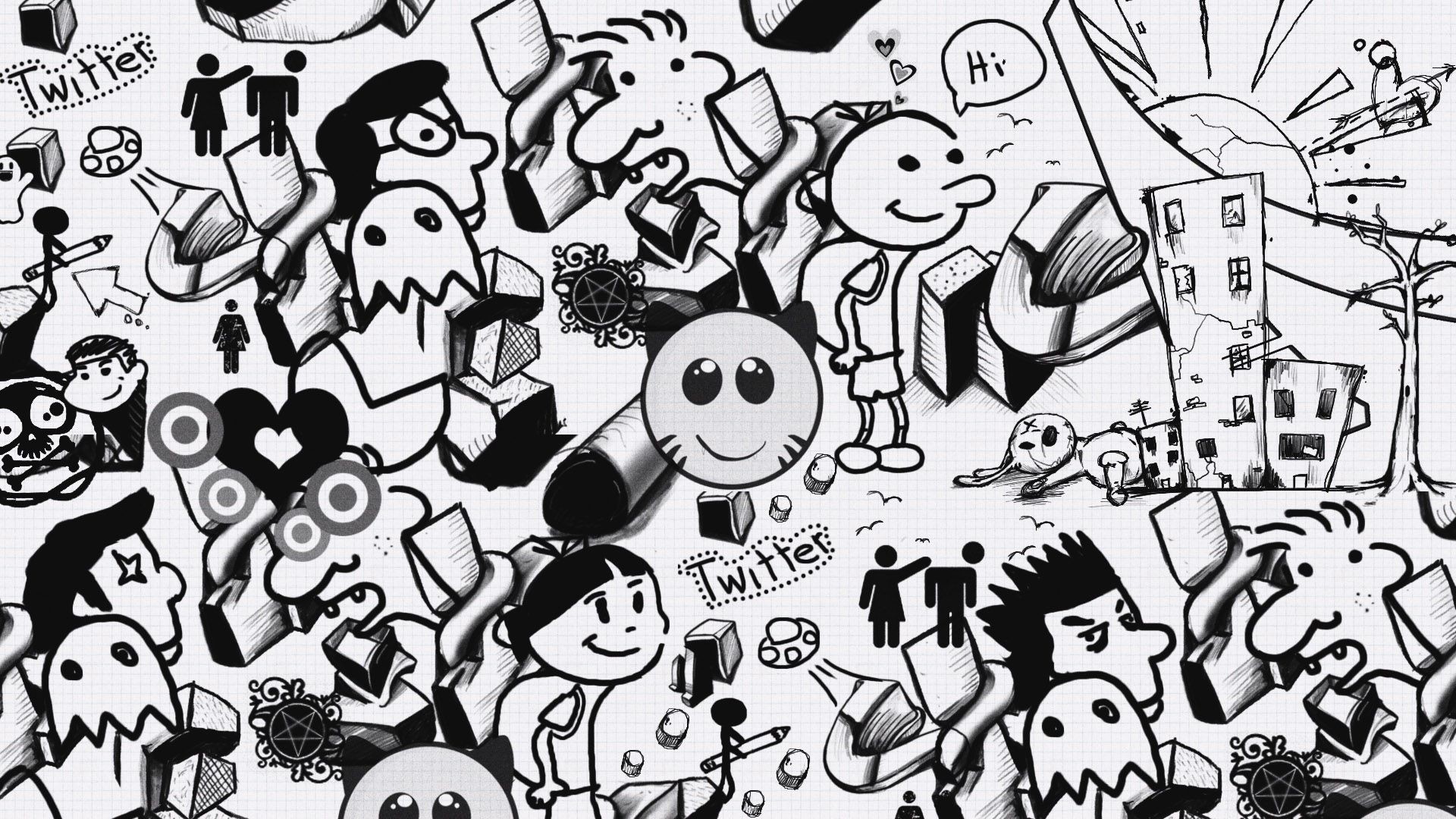 1920x1080 Twitter Backgrounds Doodle wallpaper 144015