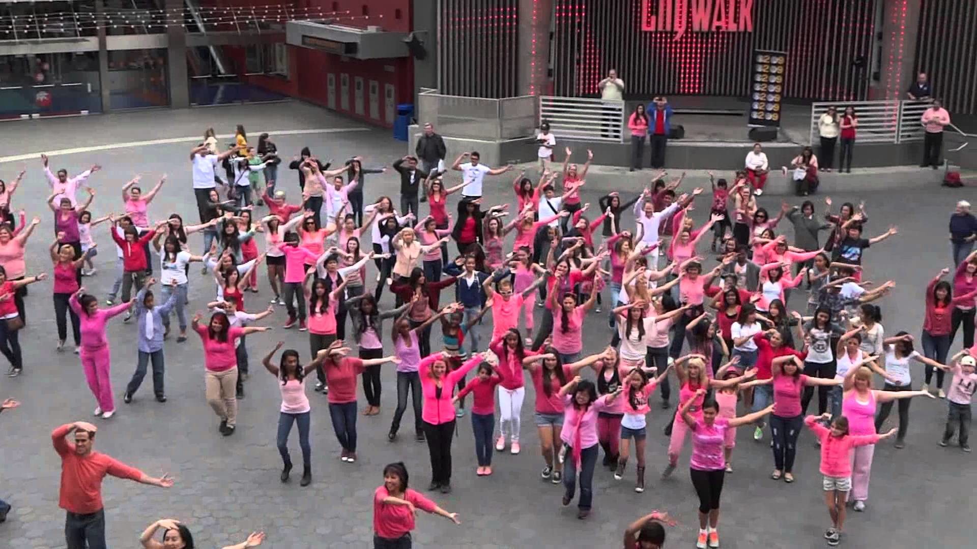 1920x1080 Flash Mob Susan G. Komen for breast cancer awareness at Universal City walk  2FEB2013 - YouTube