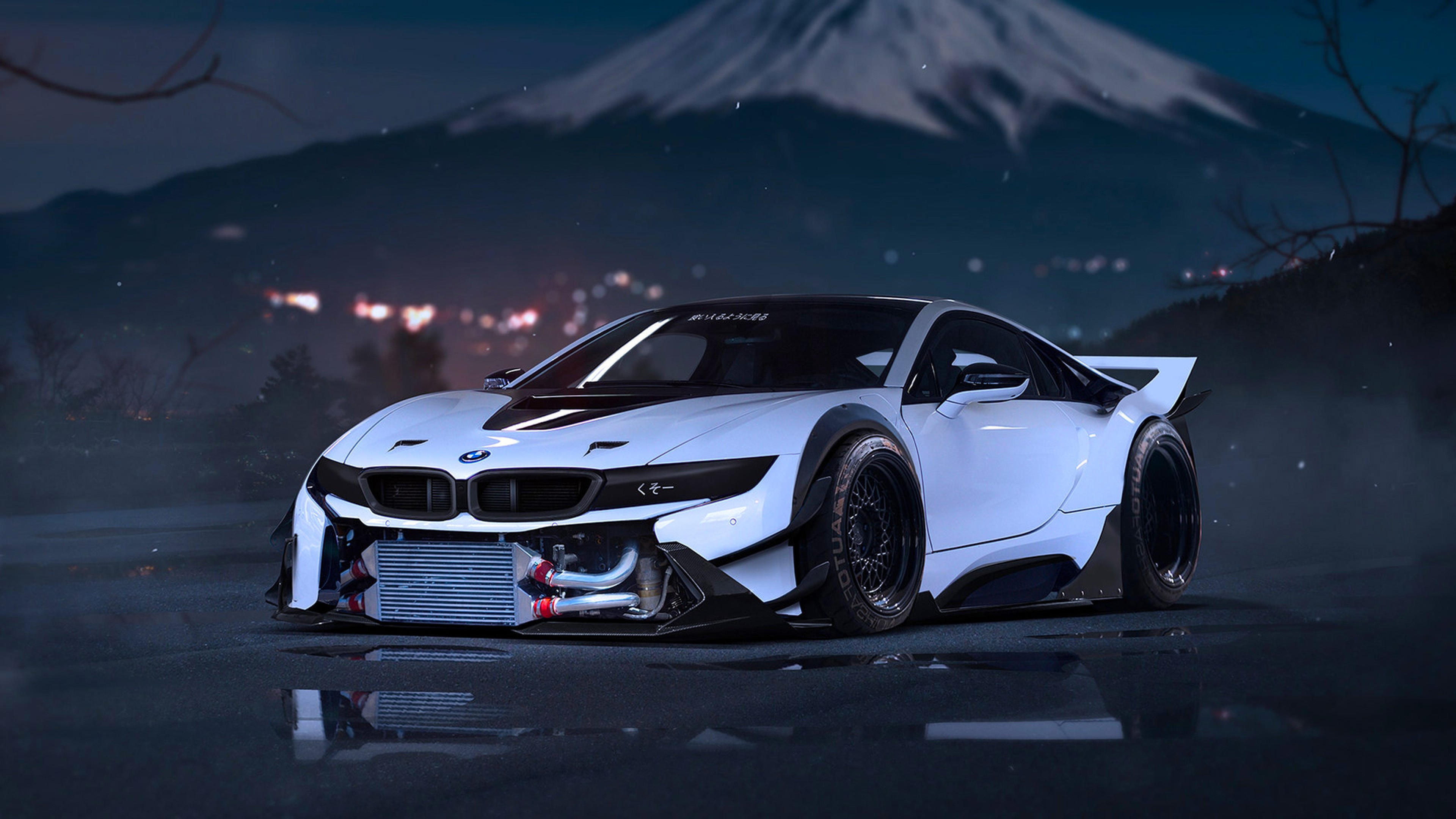 3840x2160 Preview wallpaper bmw, i8, tuning, sport car, front view 