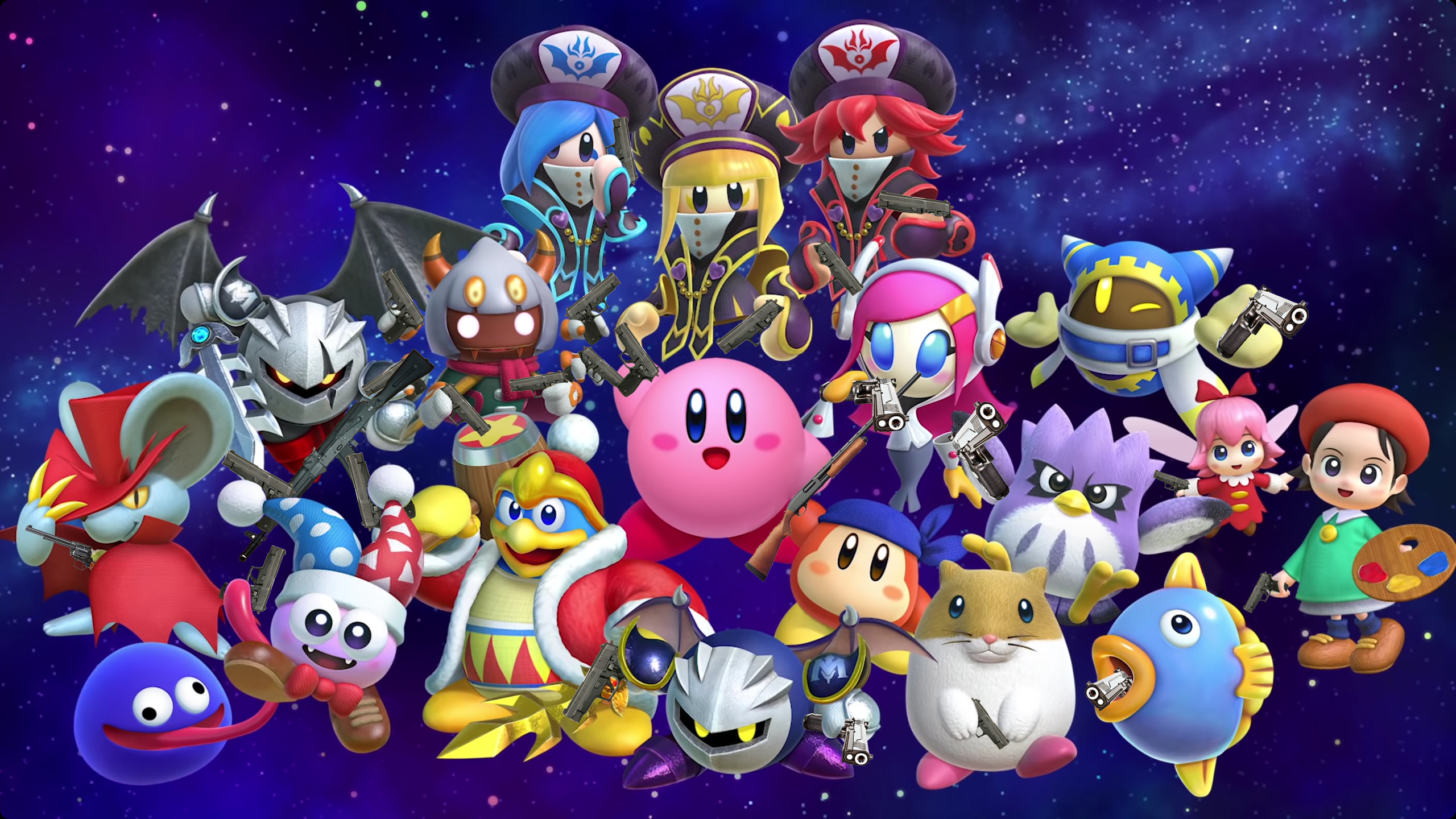 2560x1440 Kirby Star Allies Kirby's Dream Land Nintendo Switch cartoon...