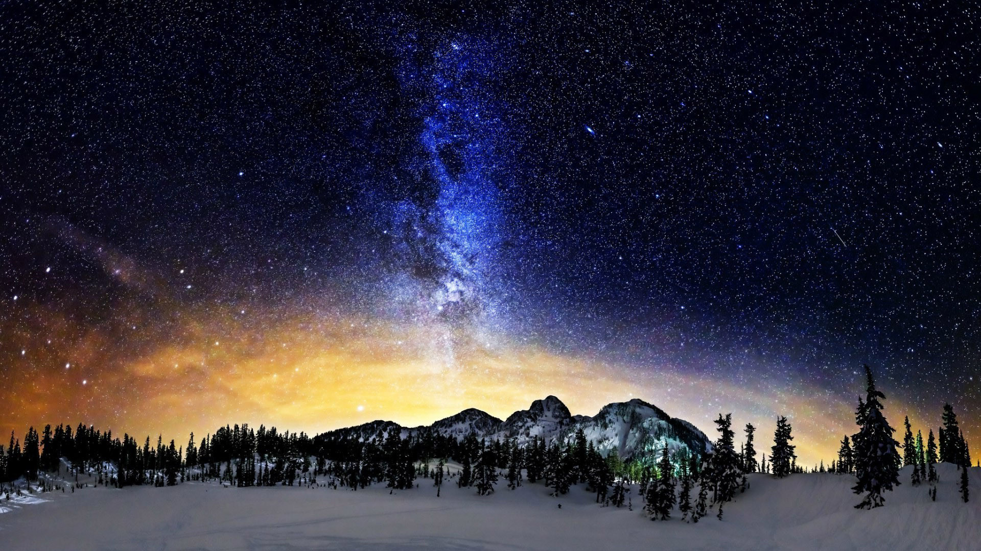 1920x1080 Milky Way above the snowy mountains wallpaper #14966