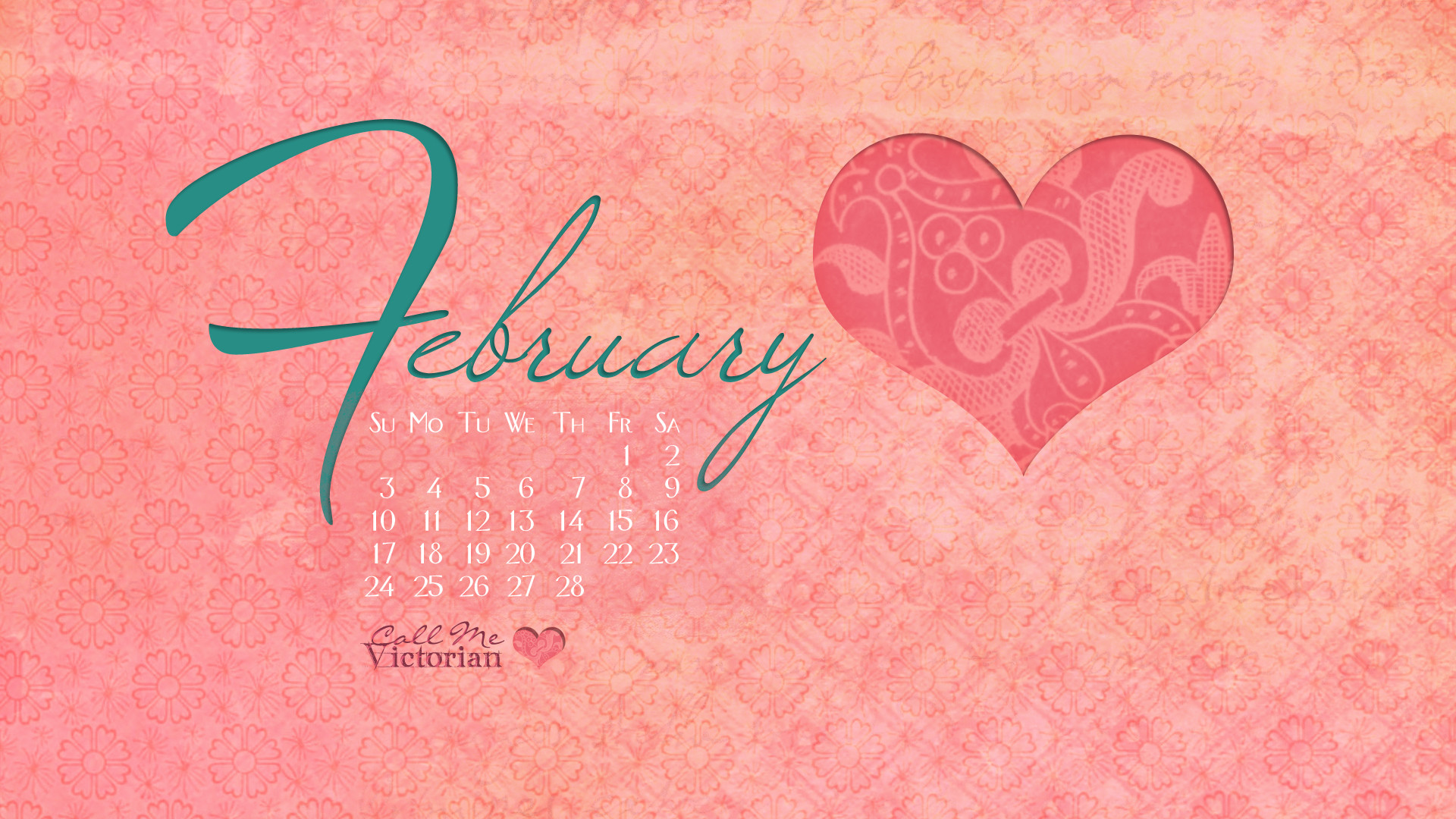 1920x1080 February 2013 Desktop Calendar Wallpaper Call Me Victorian 