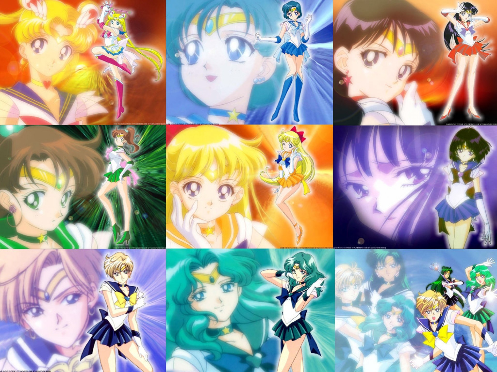 1920x1440 Top Row: Sailor Moon, Sailor Mercury, Sailor Mars. Middle Row: Sailor