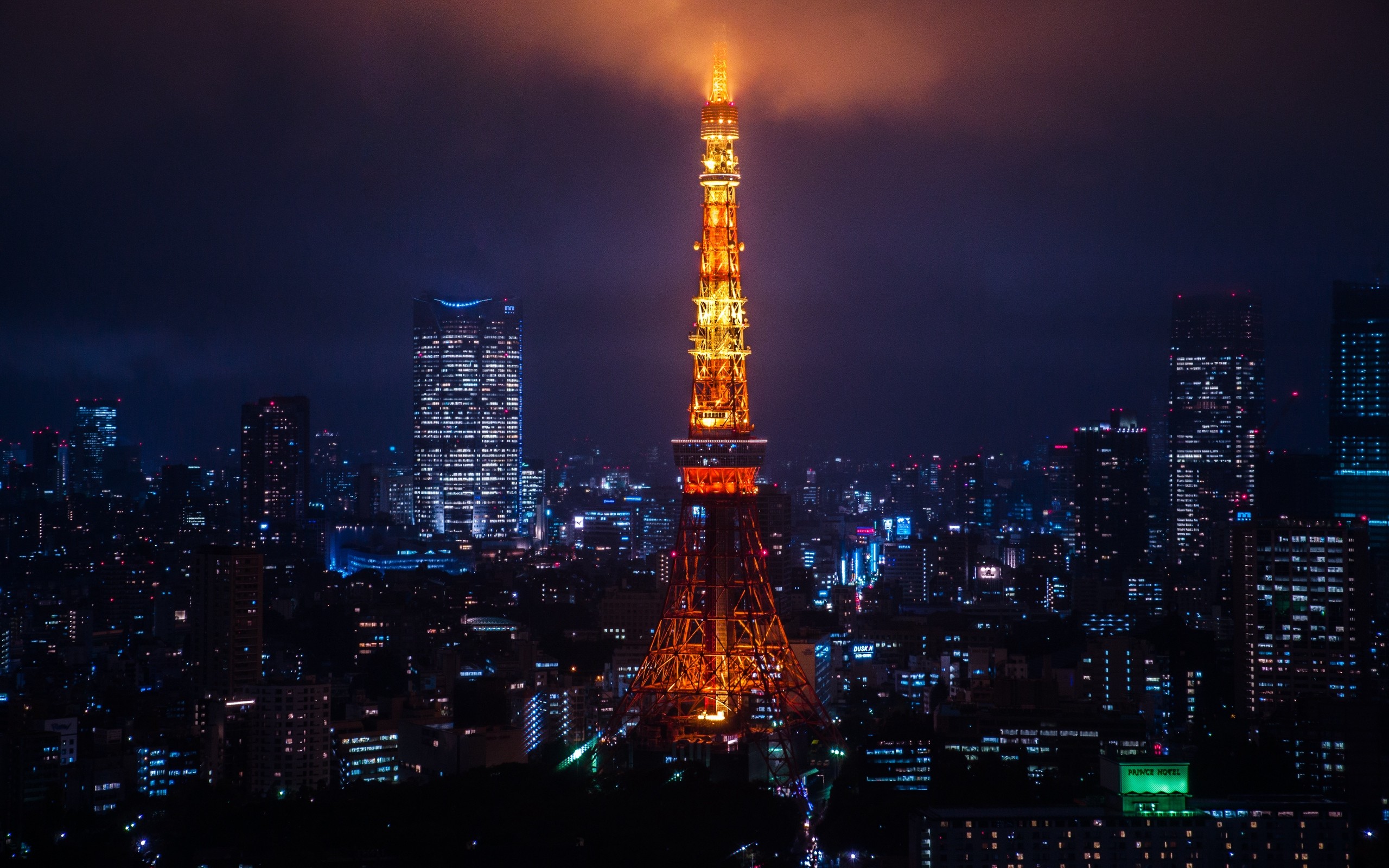 2560x1600 Download  Wallpaper Tokyo Tower, Horizon, Capital City, Landmark,  Urban Area, MacBook Pro 13" Free Background Image