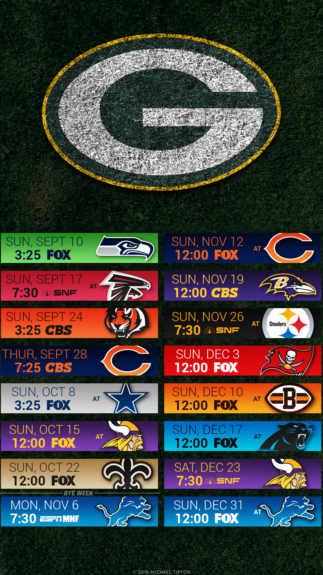1080x1920 Green Bay Packers 2017 schedule turf logo wallpaper free iphone 5, 6, 7, ...