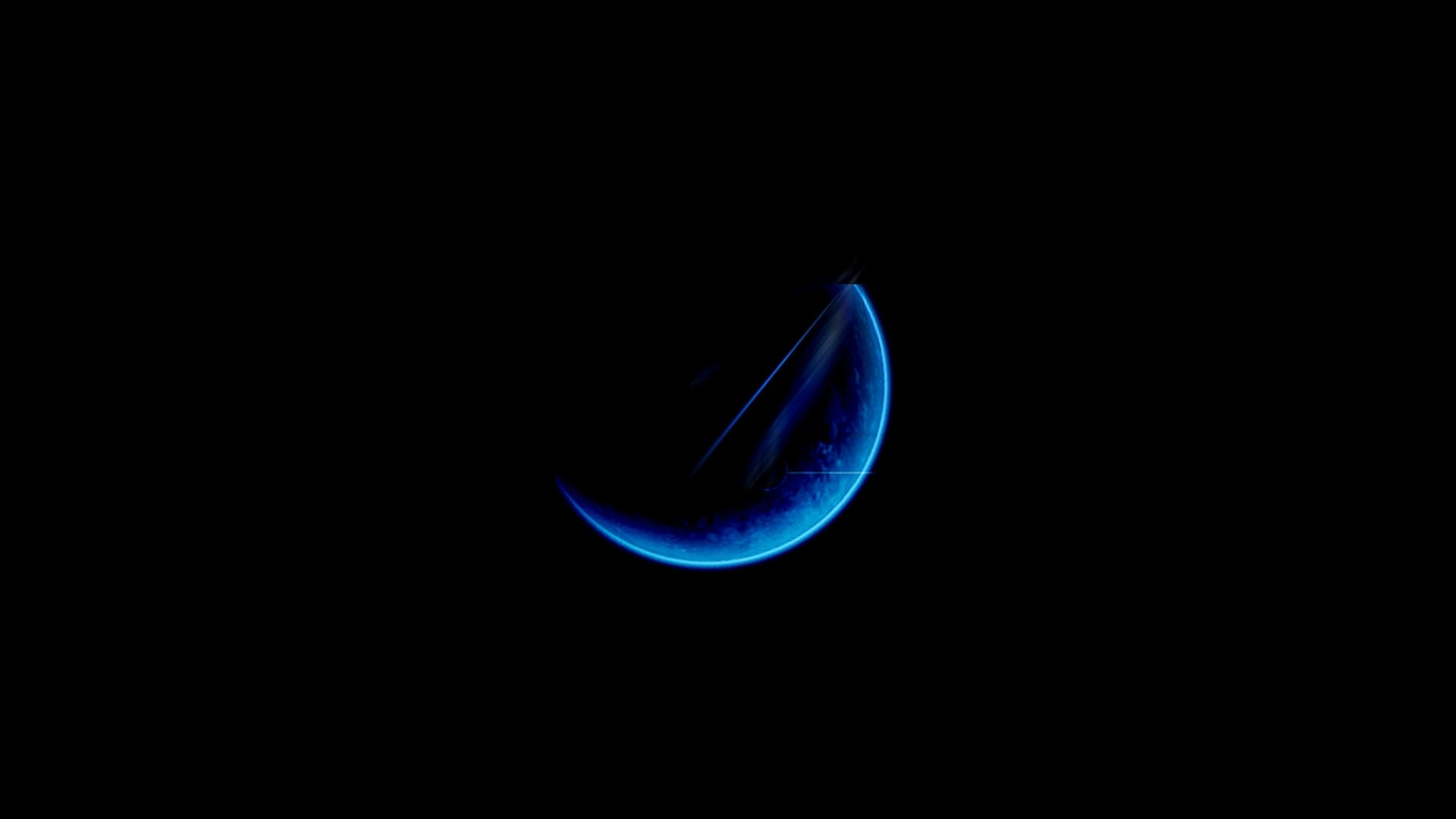 3840x2160  Wallpaper moon, light, blue, black