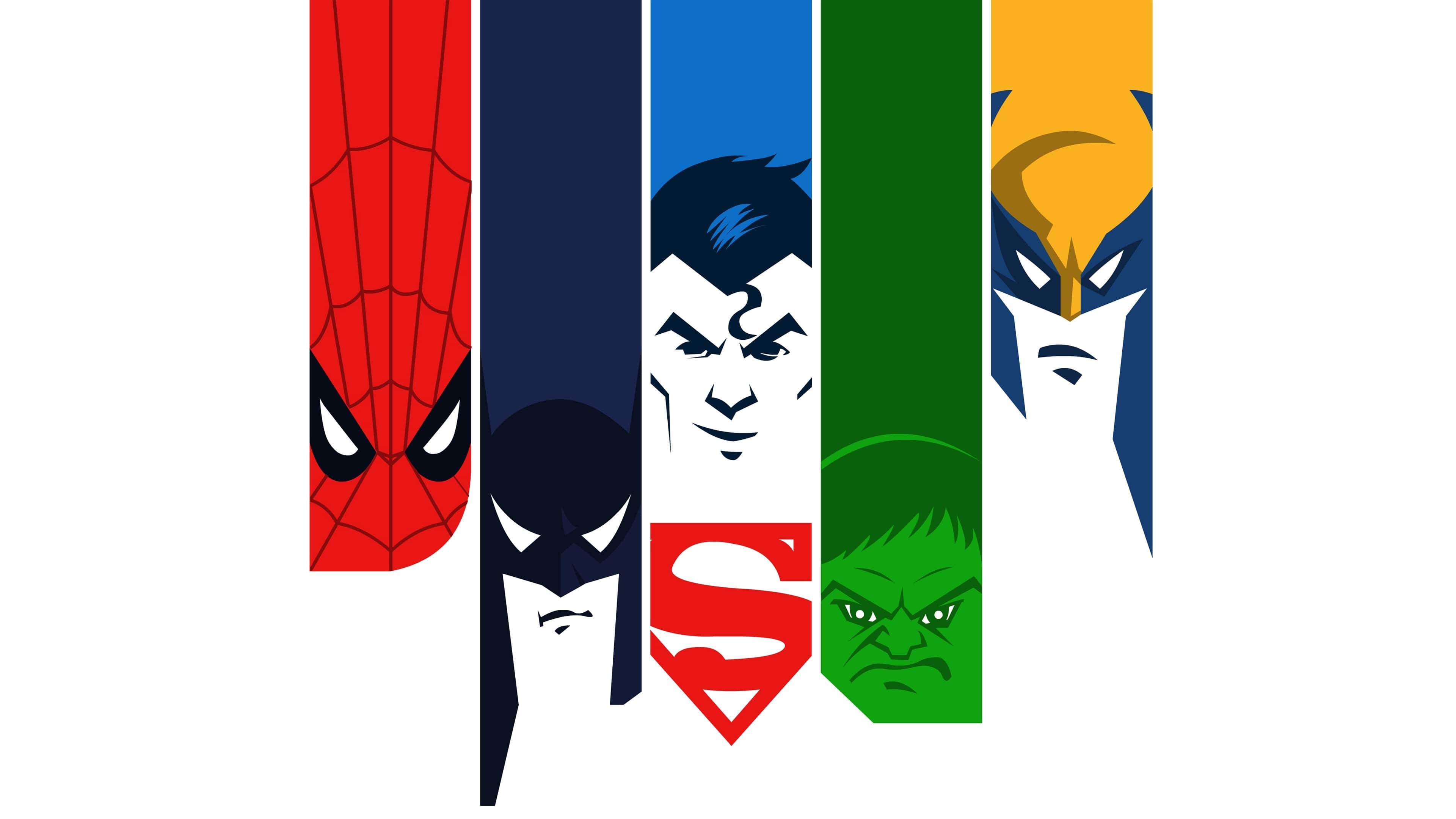 3840x2160 4K Wallpaper Spiderman batman superman hulk minimal #216 CoolWallpapers.site