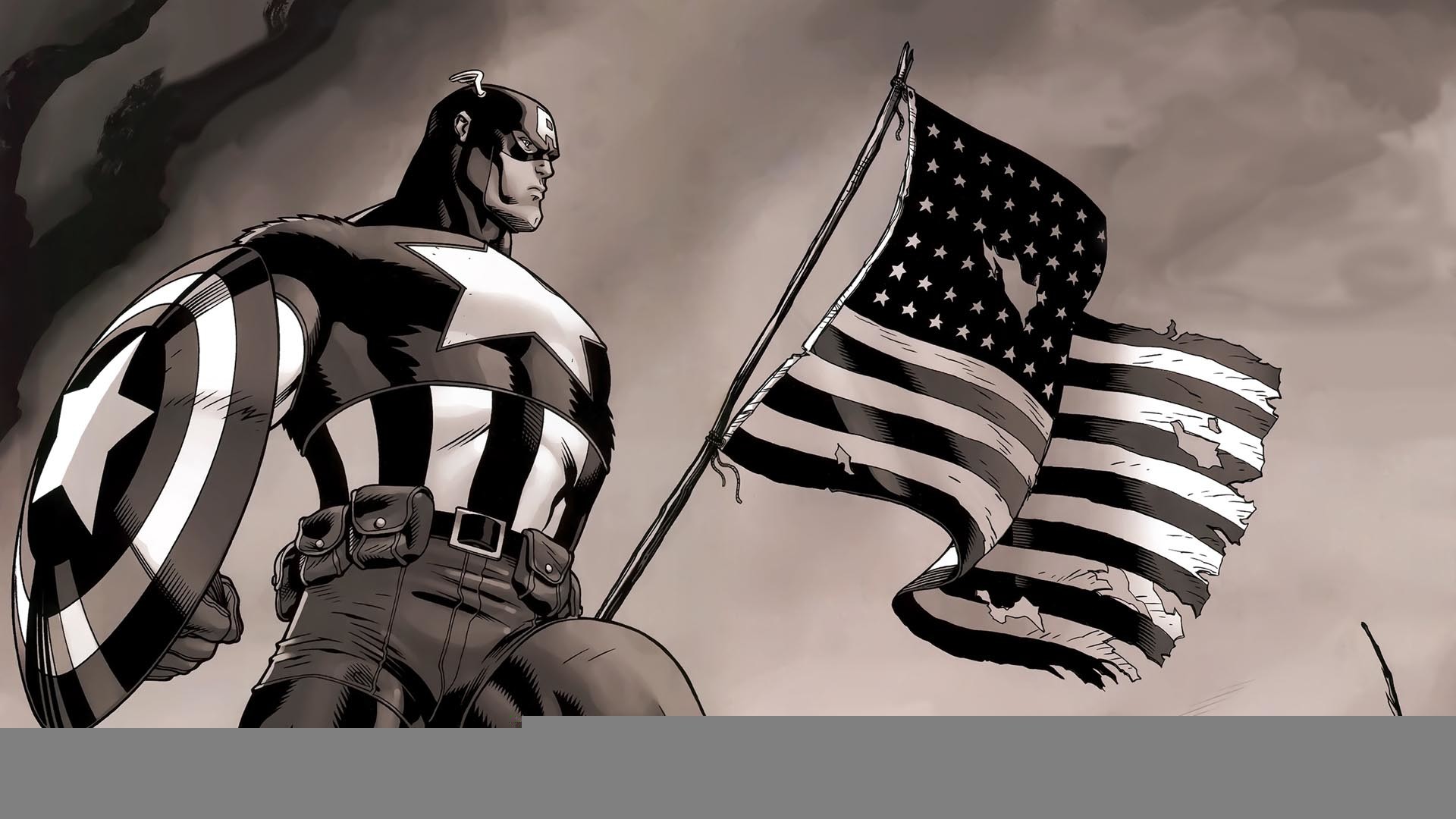 1920x1080 Captain America with American Flag HD Wallpaper in Full HD from the Comics  category.