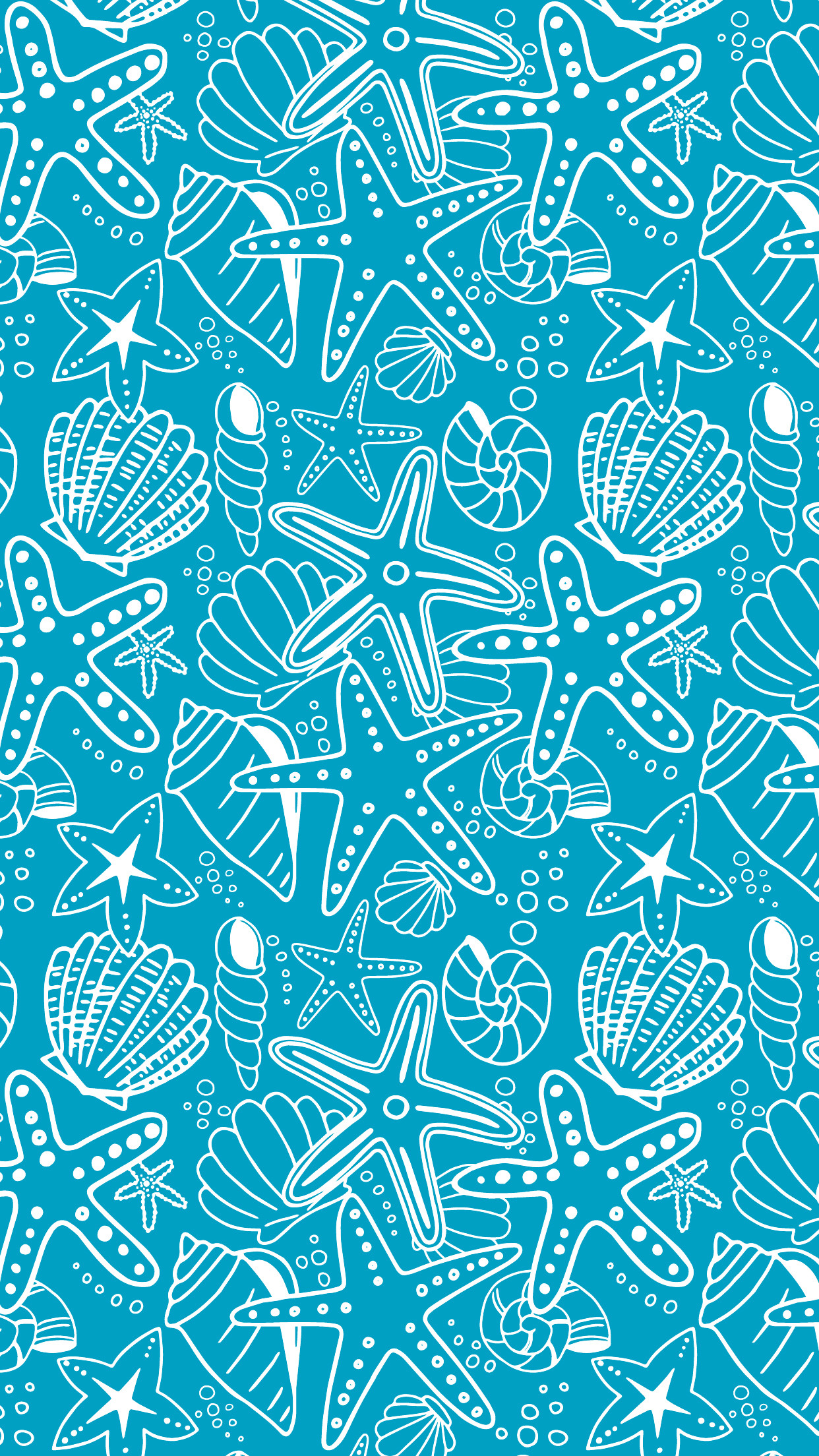 1242x2208 Jul 26 Seashells and Starfish - Wallpaper