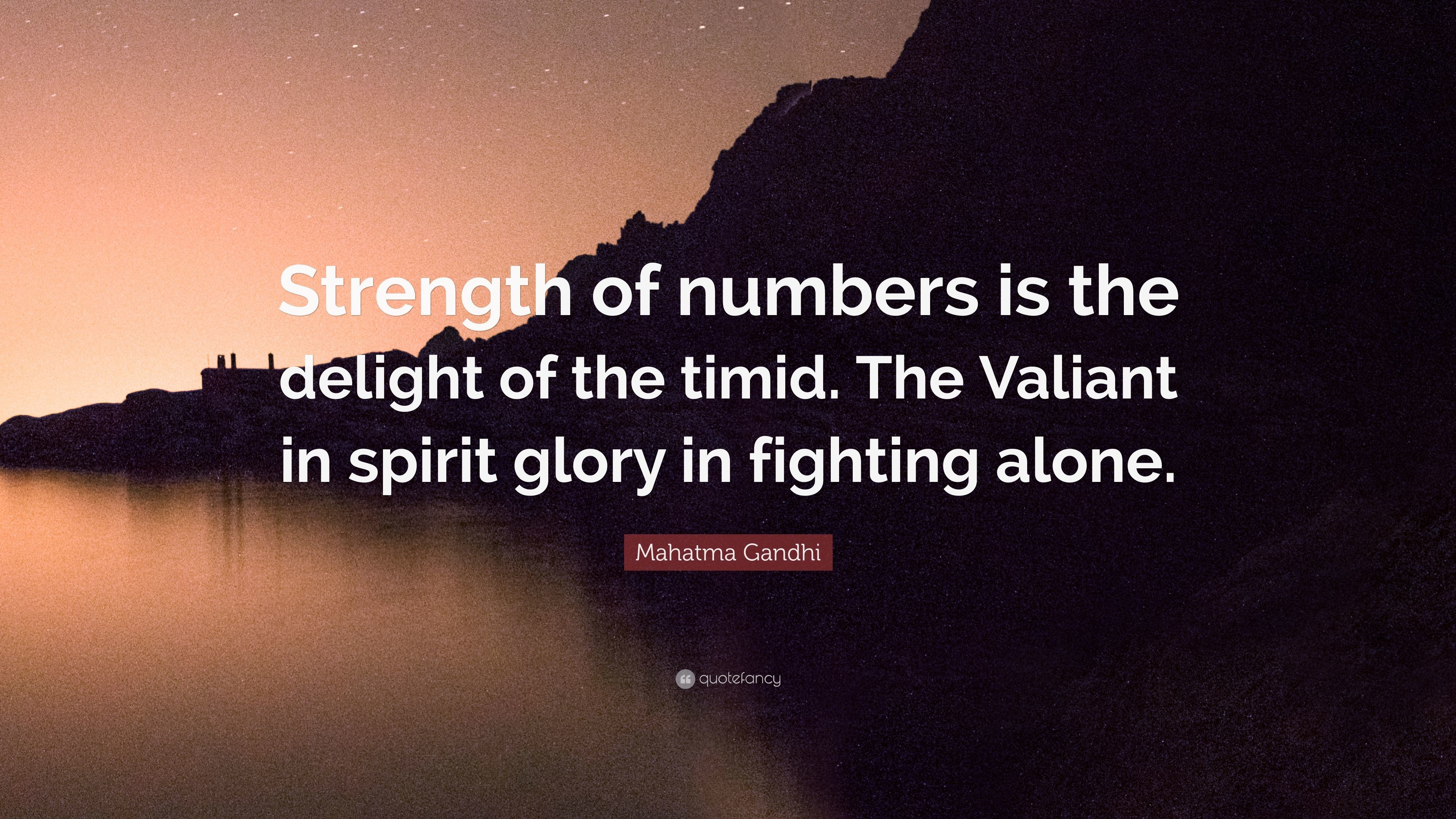 3840x2160 Mahatma Gandhi Quote: “Strength of numbers is the delight of the timid. The