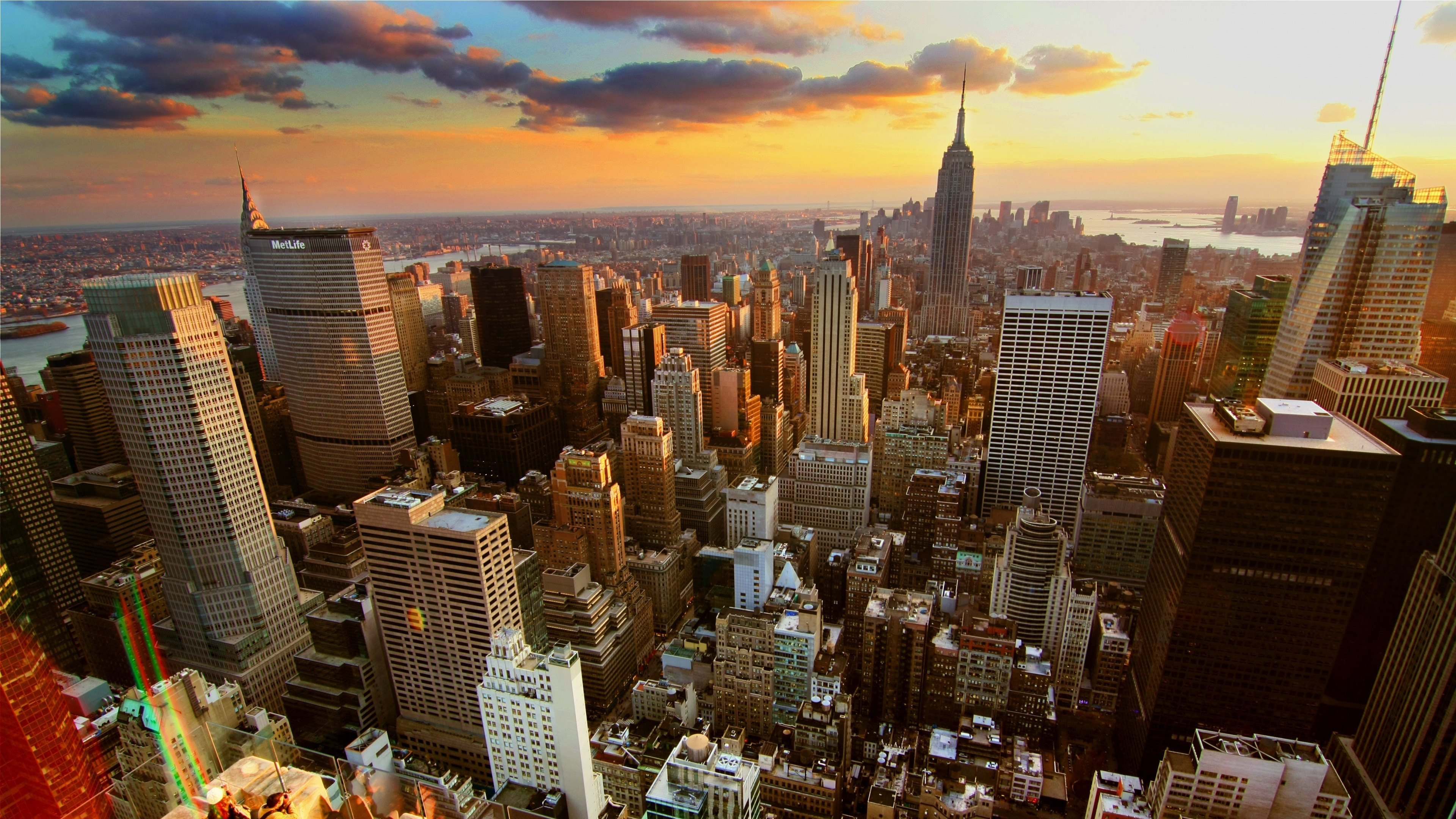 3840x2160 Preview wallpaper new york, home, skyscrapers, rooftops, sunset 