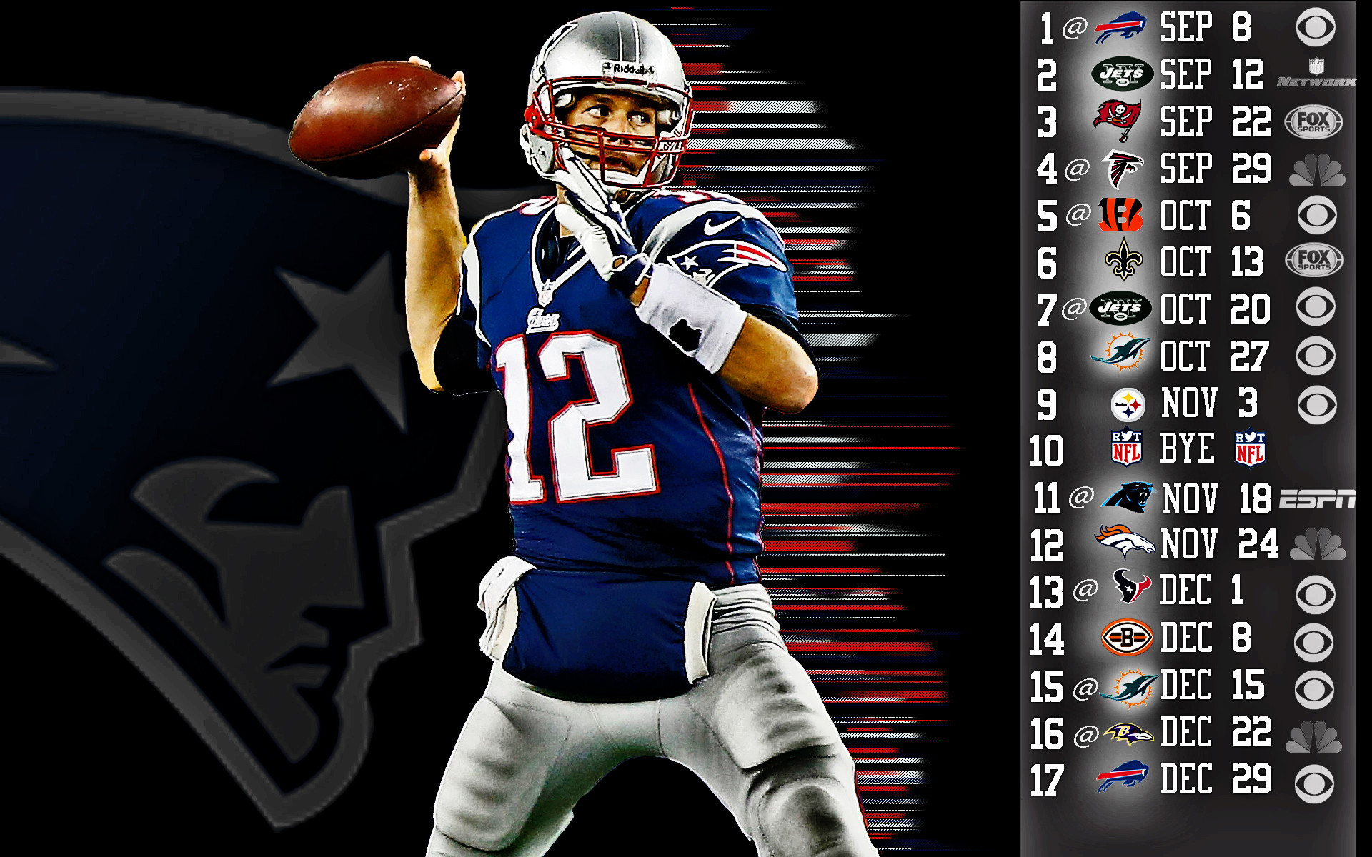 1920x1200 New England Patriots. Tom Brady 2013 Wallpaper HDR