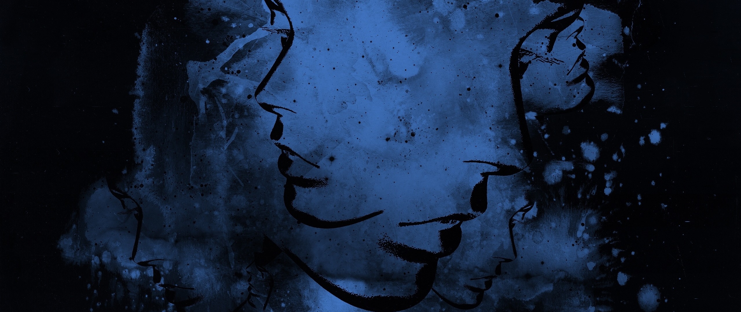 2560x1080 Preview wallpaper abstract, blue, black, light 