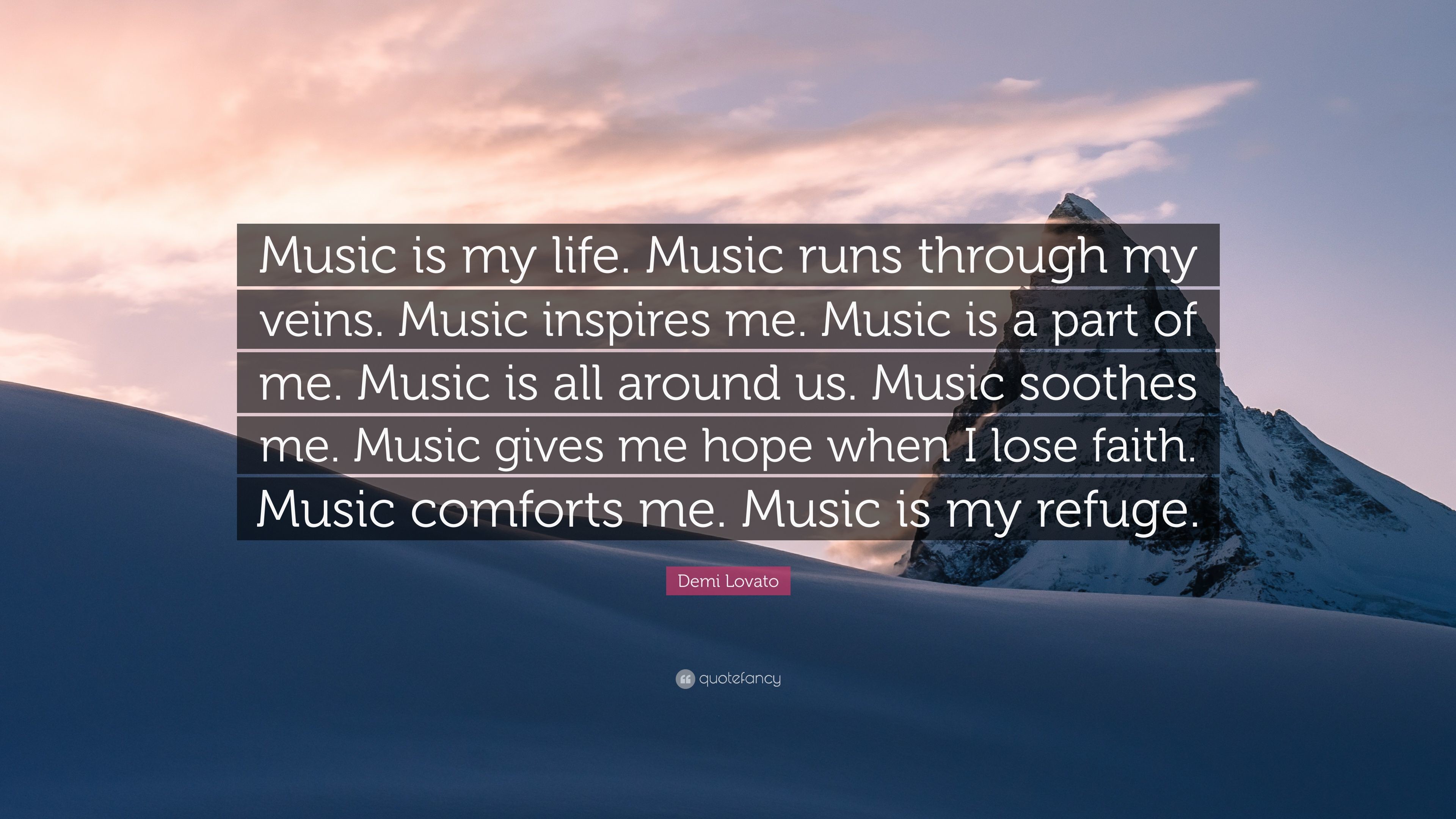 3840x2160 Demi Lovato Quote: “Music is my life. Music runs through my veins.