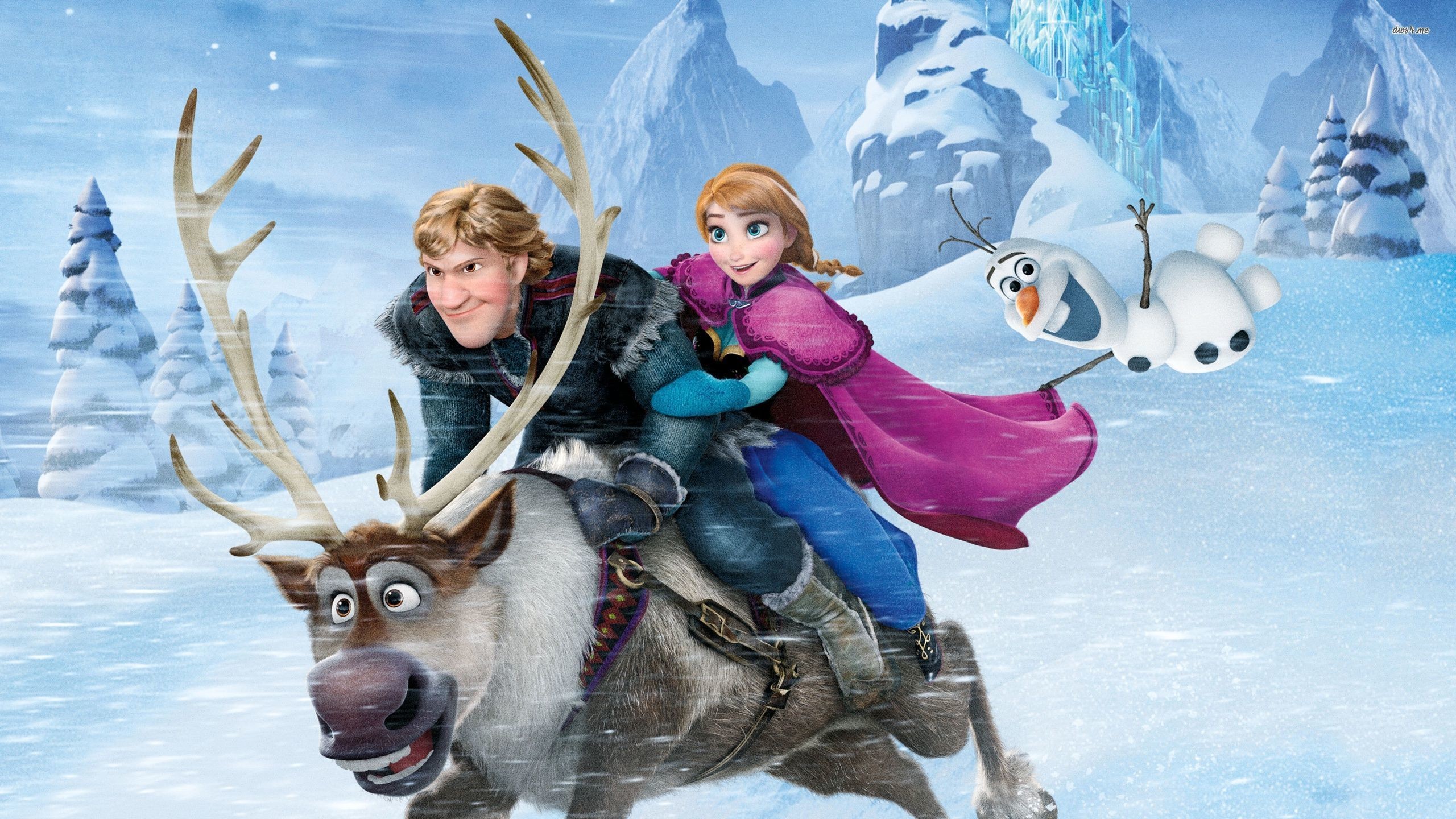 2560x1440 ... Anna, Olaf and Kristoff in the snow - Frozen wallpaper  ...
