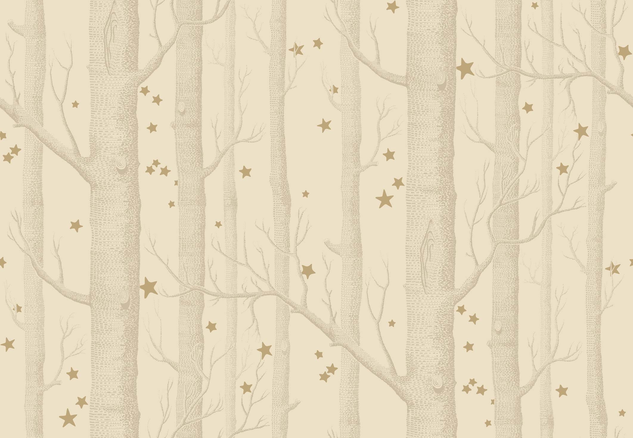 2124x1471 Woods & Stars Wallpaper Natural/Gold