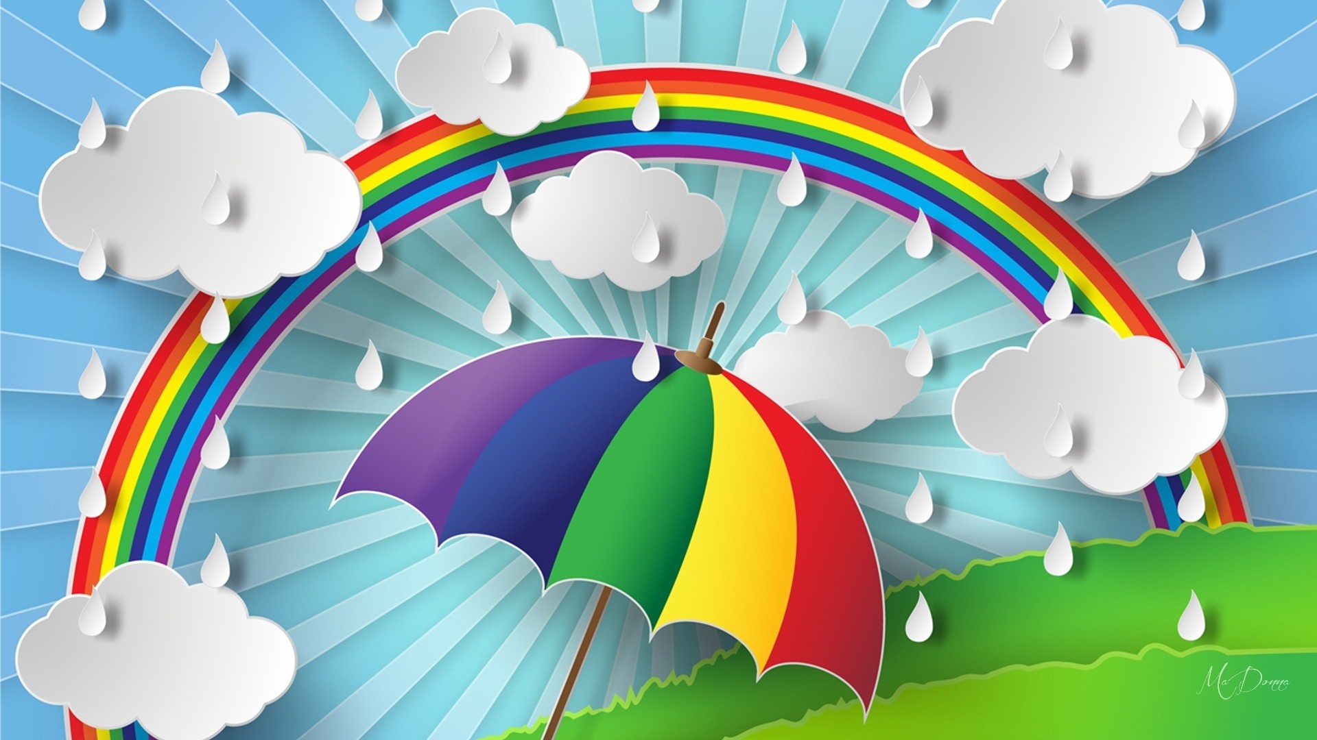 1920x1080 Abstract Umbrella April Showers Rainbow Clouds Rain Out Cut Desktop  Wallpaper Nature Autumn