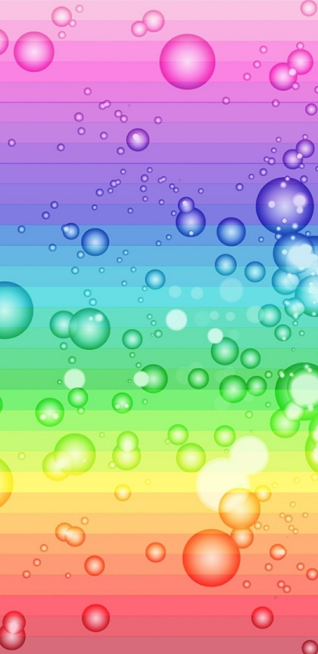 1080x2220 Rainbow Stripes and Bubbles Wallpaper