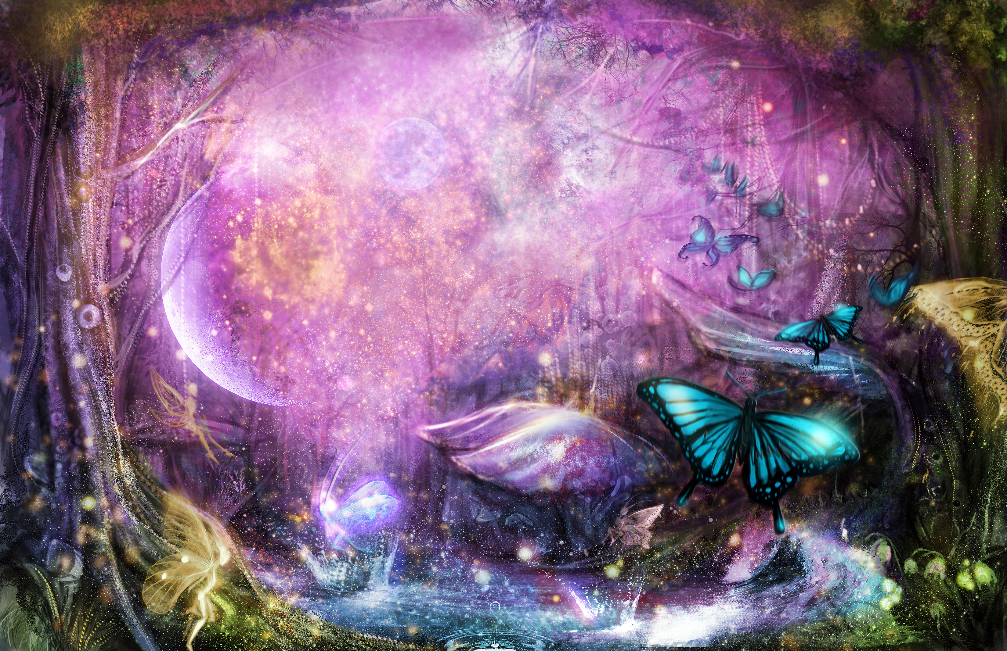 3300x2135 enchanted fairy forest by sangrde customization wallpaper landscapes  