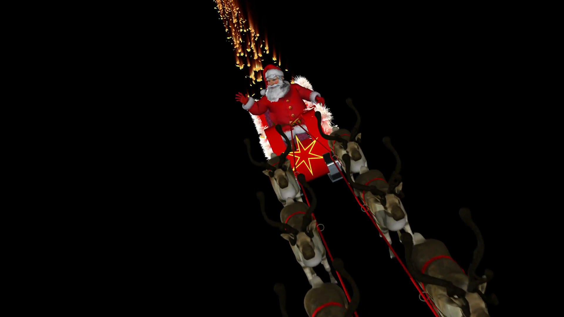 1920x1080 Christmas clip of Santa Claus and Sleigh flying into camera overhead shot  Motion Background - Storyblocks Video