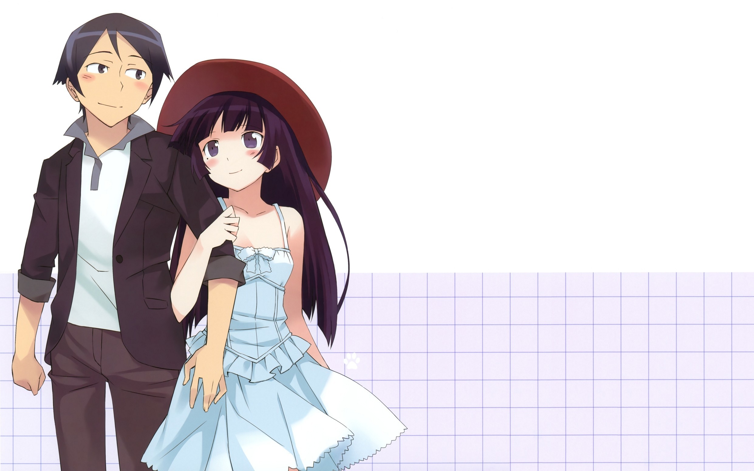 2483x1552 Boy Girl Hug Hat Smile Marvelous Anime Desktop Wallpaper
