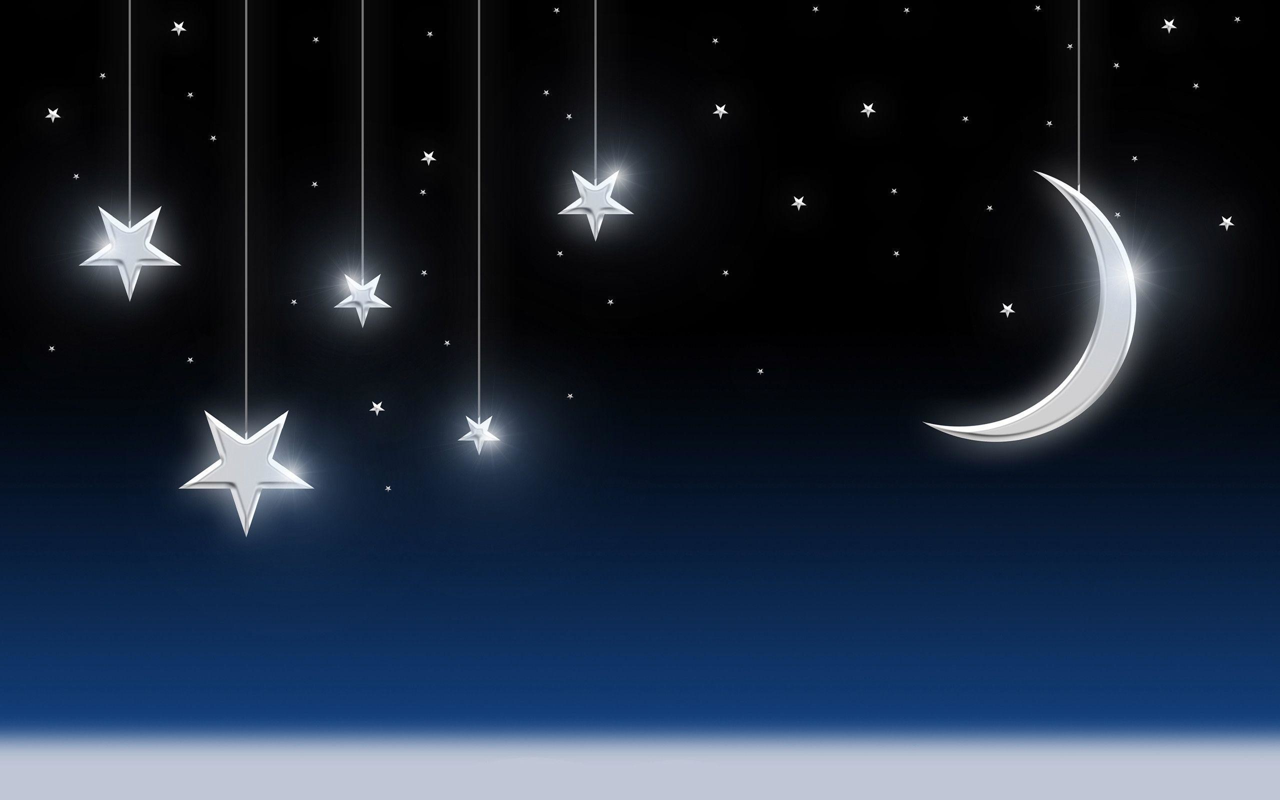 2560x1600 Night Sky Stars Moon Wallpaper - Tera Wallpaper