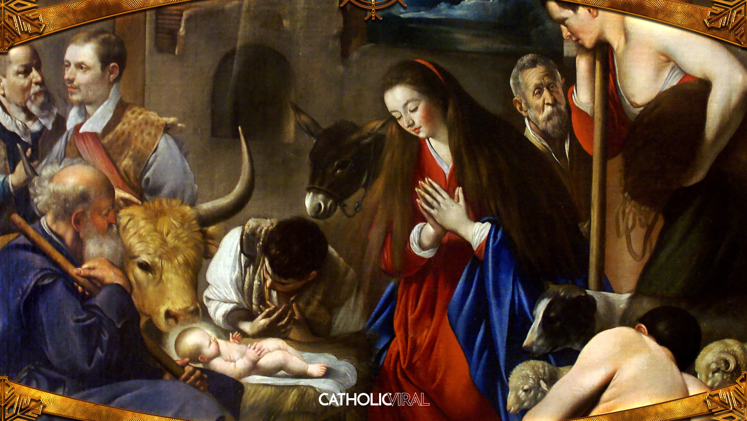 2550x1440 18 Gorgeous Classical Paintings - HD Christmas Wallpapers - The Adoration  of the Shepherds at the