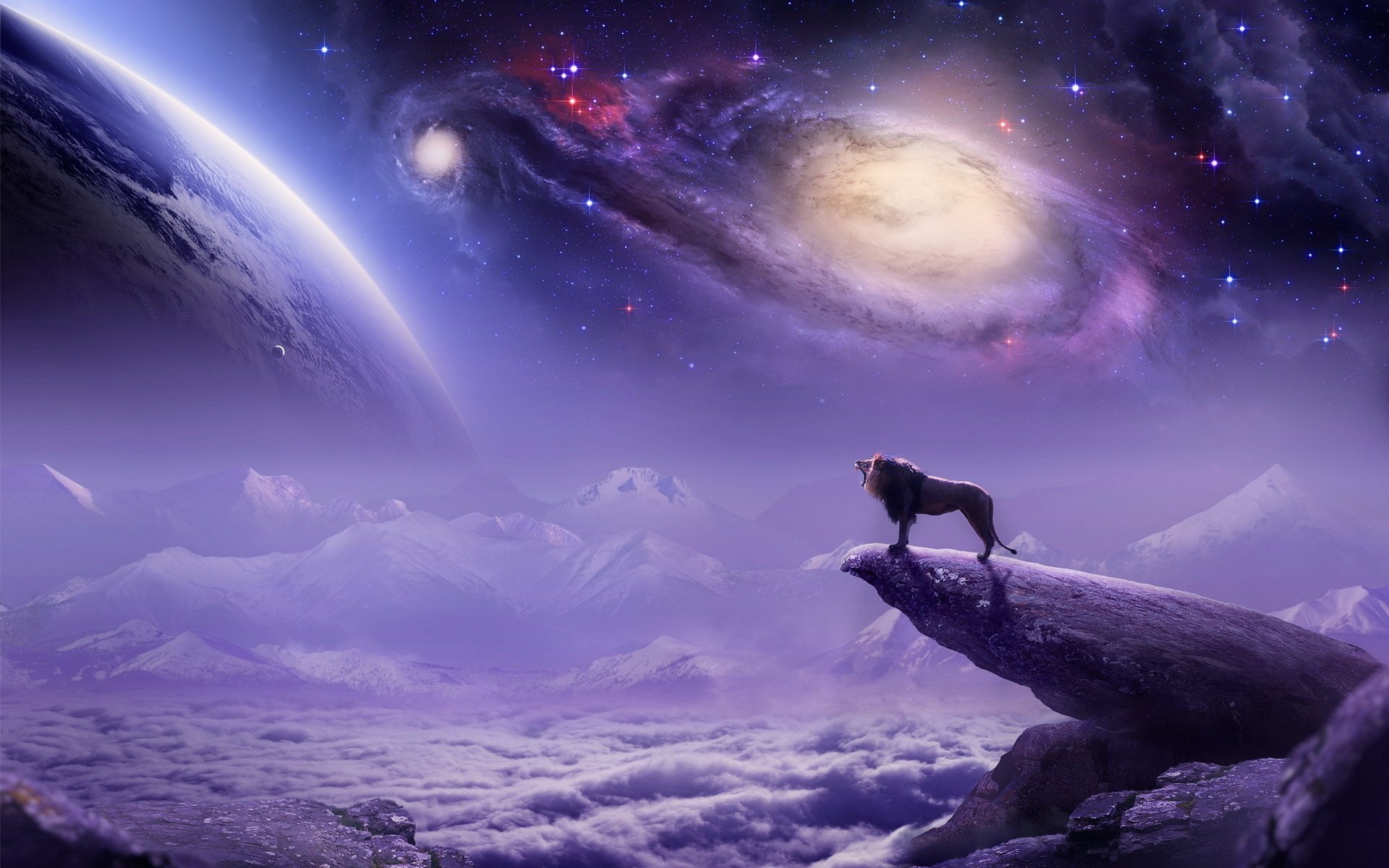 1920x1200 lion-planet-mountains-art-fantasy-space. In Astrology, LEO ...