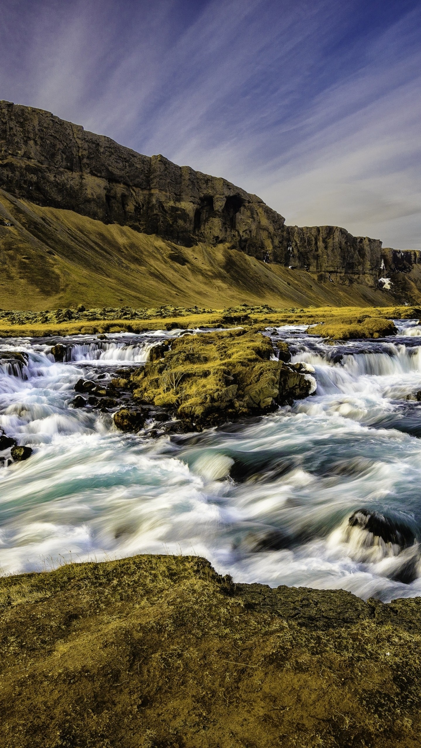 1440x2560 Preview wallpaper iceland, river, stream, rocks, mountains 