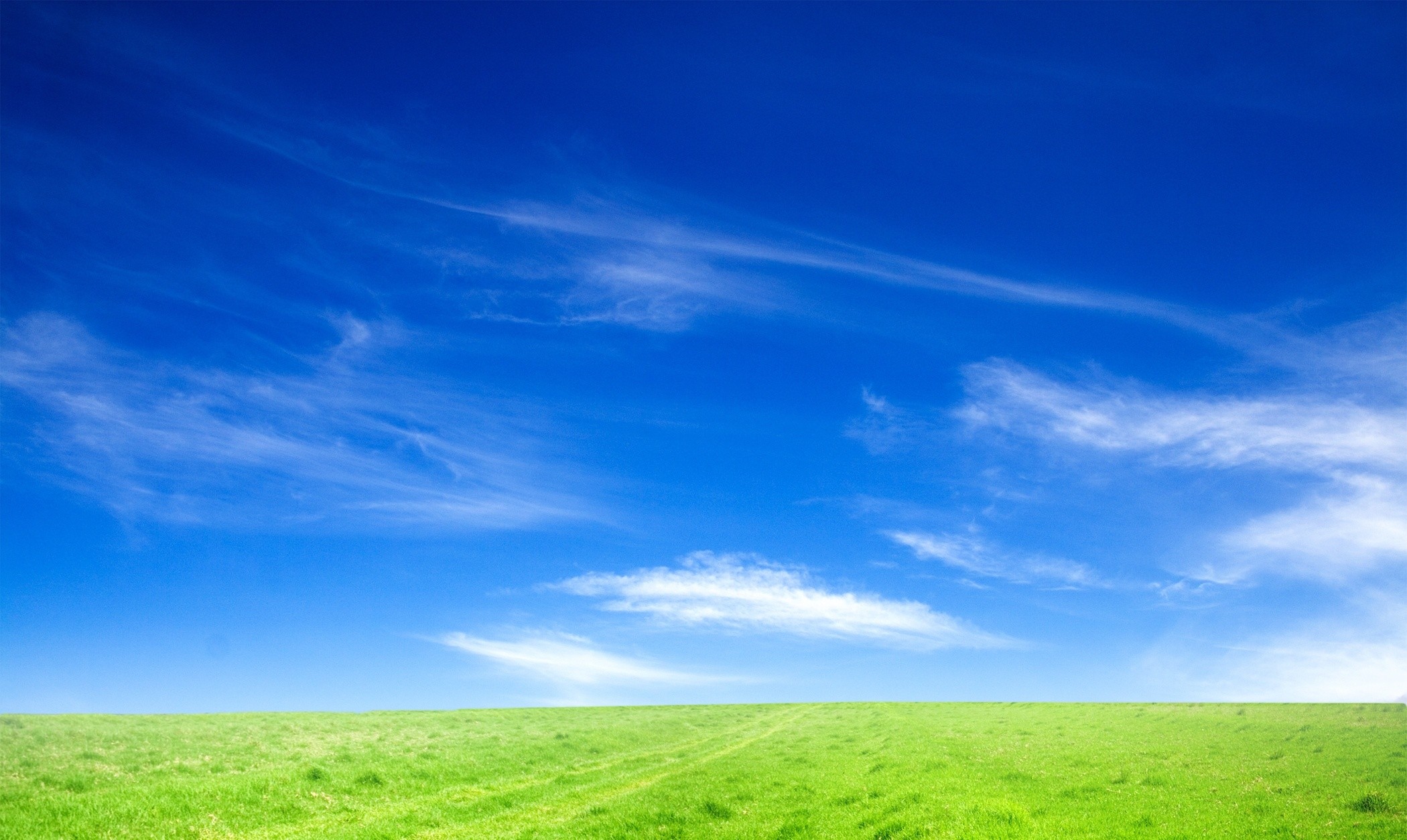 2100x1254 Wallpaper grass, field, sky, clouds, blue sky desktop .