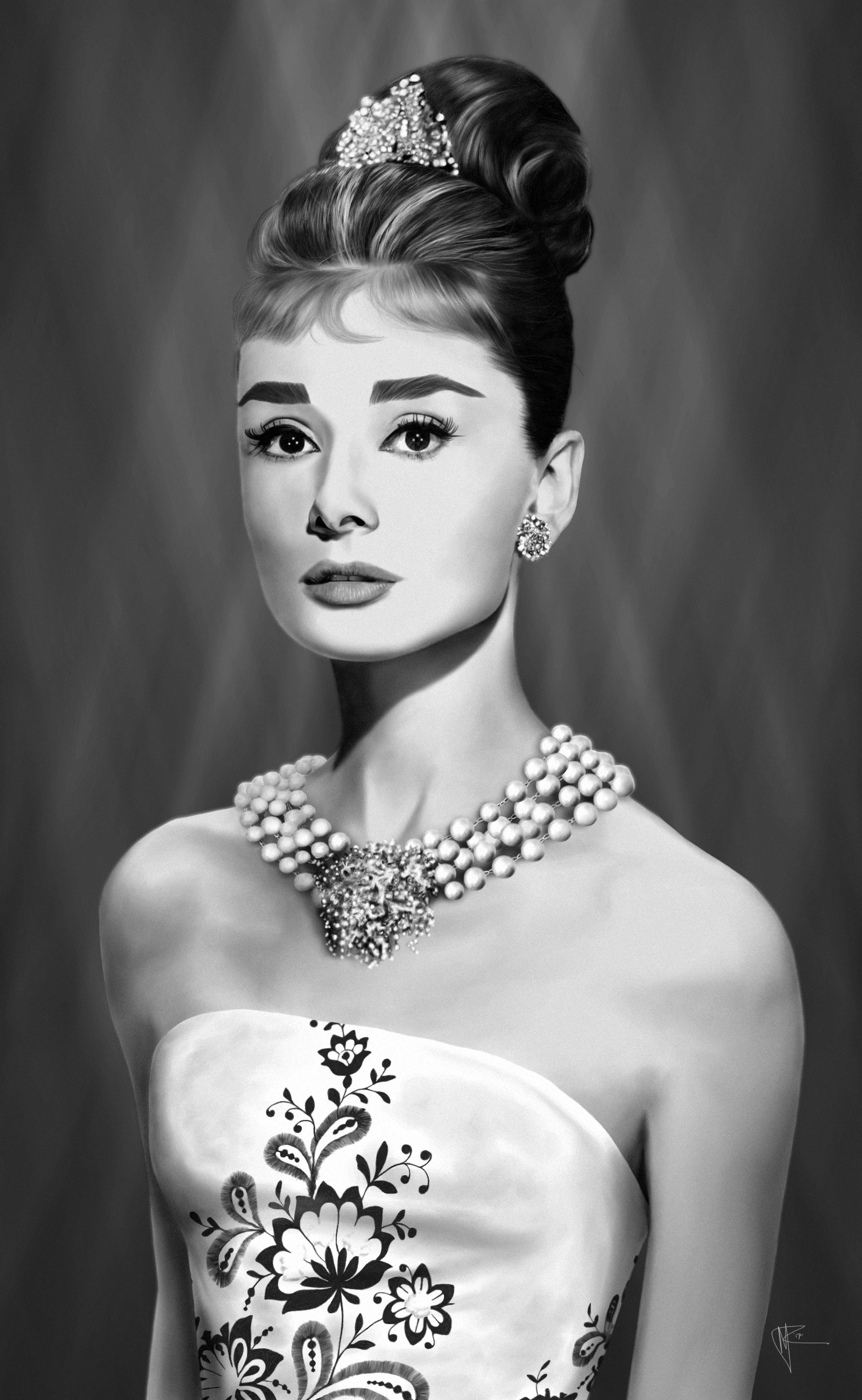 1602x2600 ... Audrey Hepburn (dark background) by amnis406