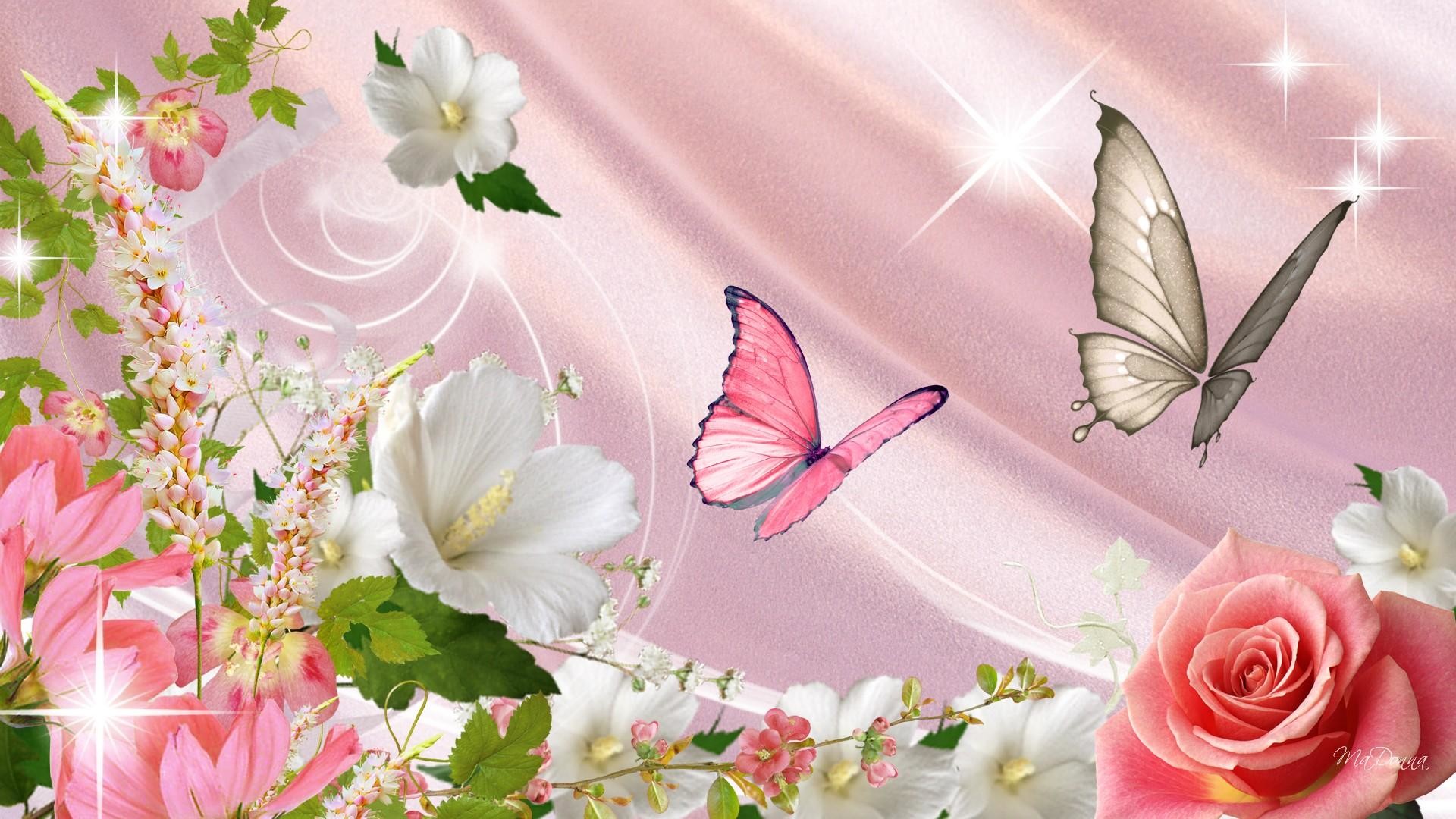 1920x1080 Wallpaper Butterflies and Flowers - WallpaperSafari