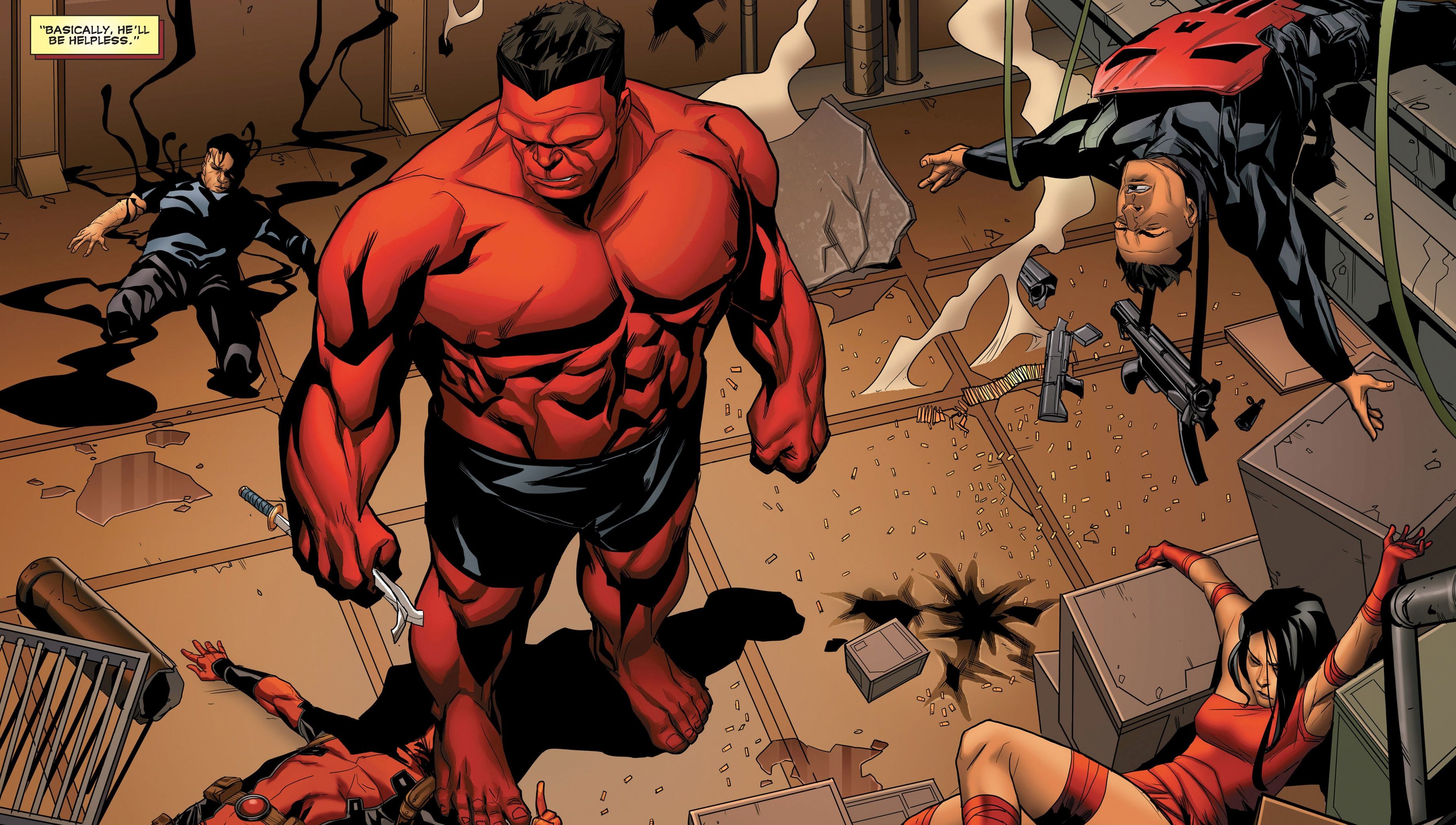 3681x2085 Comics - Thunderbolts Red Hulk Elektra Punisher Deadpool Agent Venom  Wallpaper