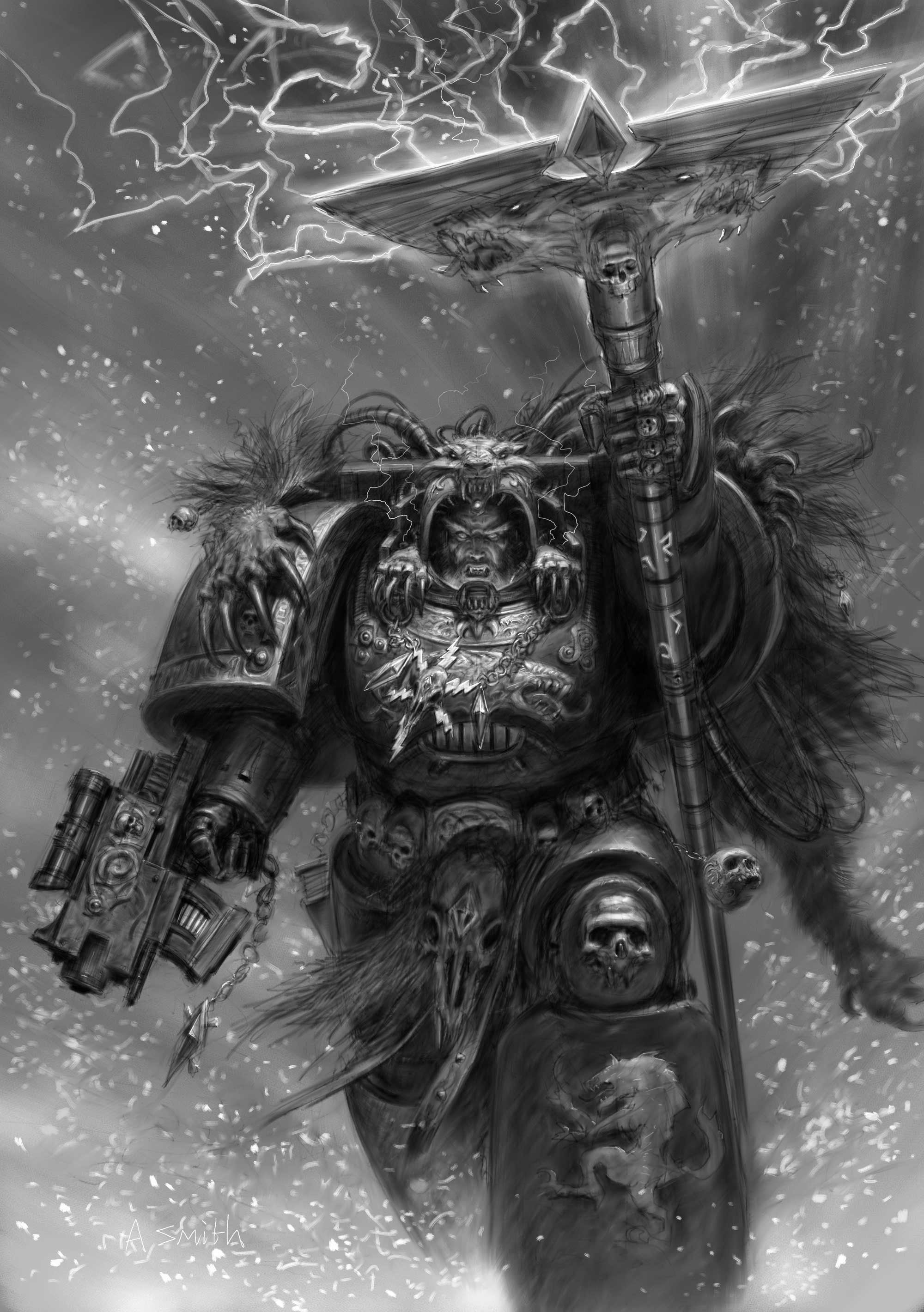 2000x2840 ... space marines, concept art, Adrian Smith, Space Wolf - related desktop  wallpaper ...